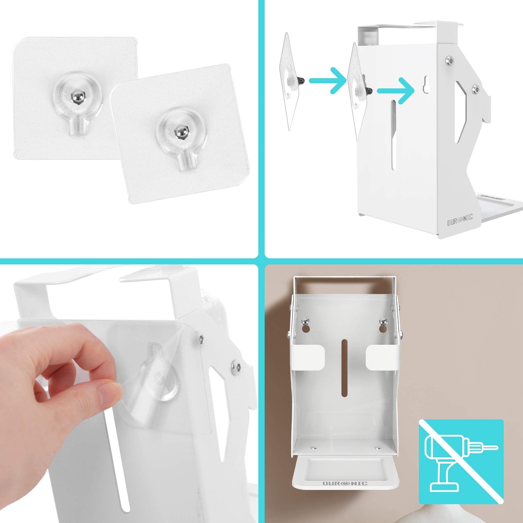 Duronic STW S1L Wall Mounted Hand Sanitizer Dispenser with Drip Tray - Holds 1L S1000ML Pump Bottle | Anti-Theft Locking System | Easy Installation for Homes, Offices & Public Spaces