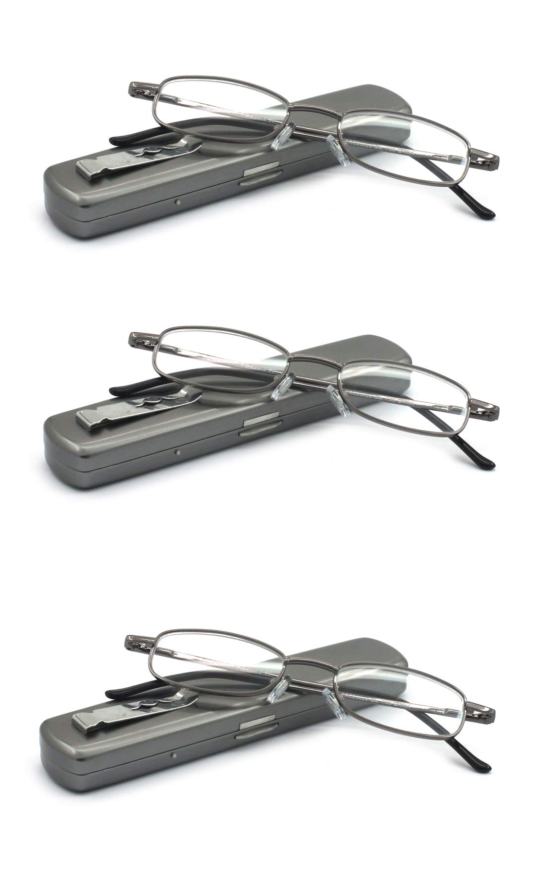 Lightweight Portable Metal Reading Glasses with Carrying Case - Blue Light Blocking Readers for Men & Women - Perfect for Reading, Office Work, and Computer Use