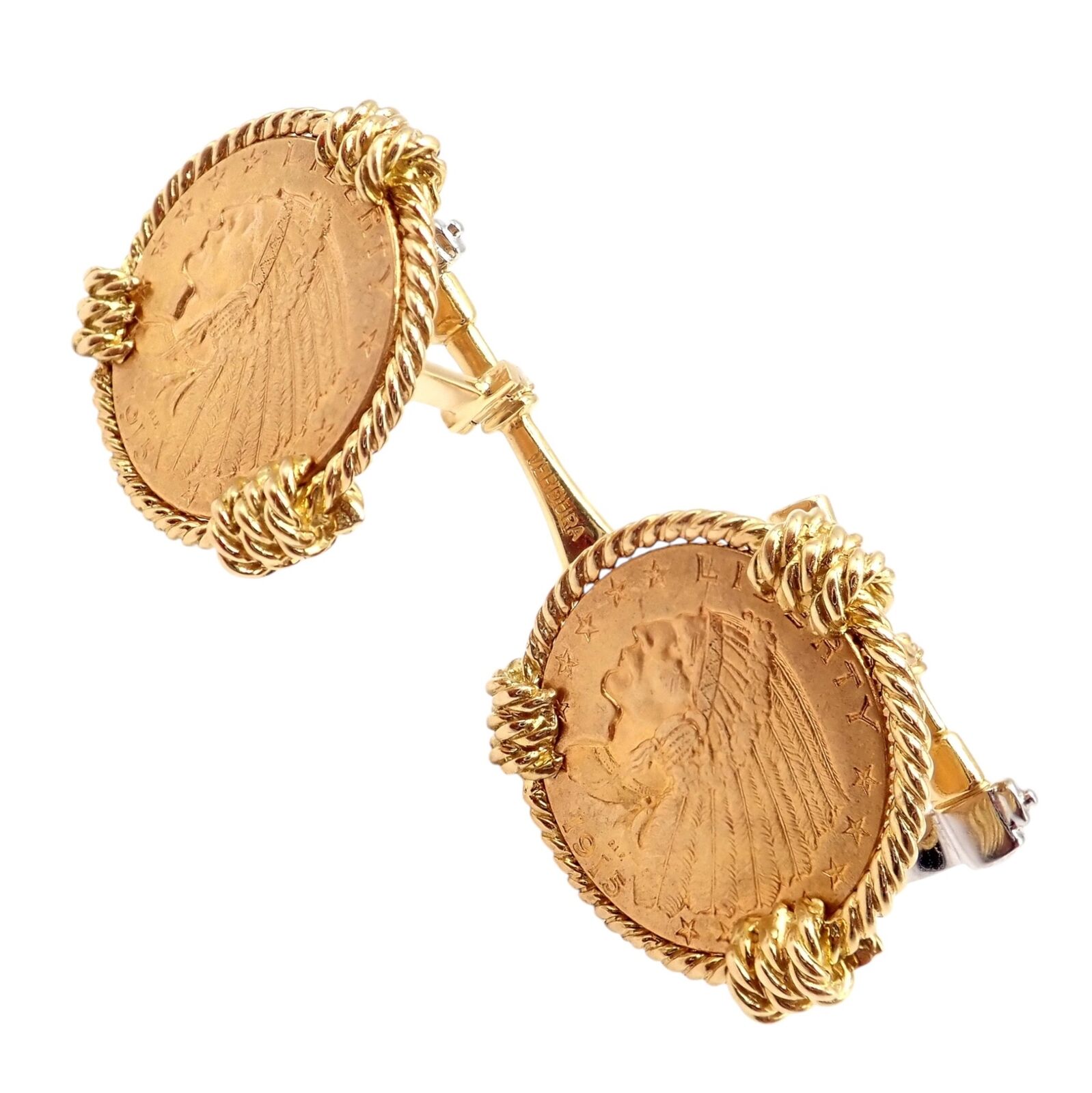 18k & 22k Gold Indian Head Coin Cufflinks for Men - Verdura Five Buck Luxury Jewelry - Perfect for Weddings, Business Meetings & Formal Events