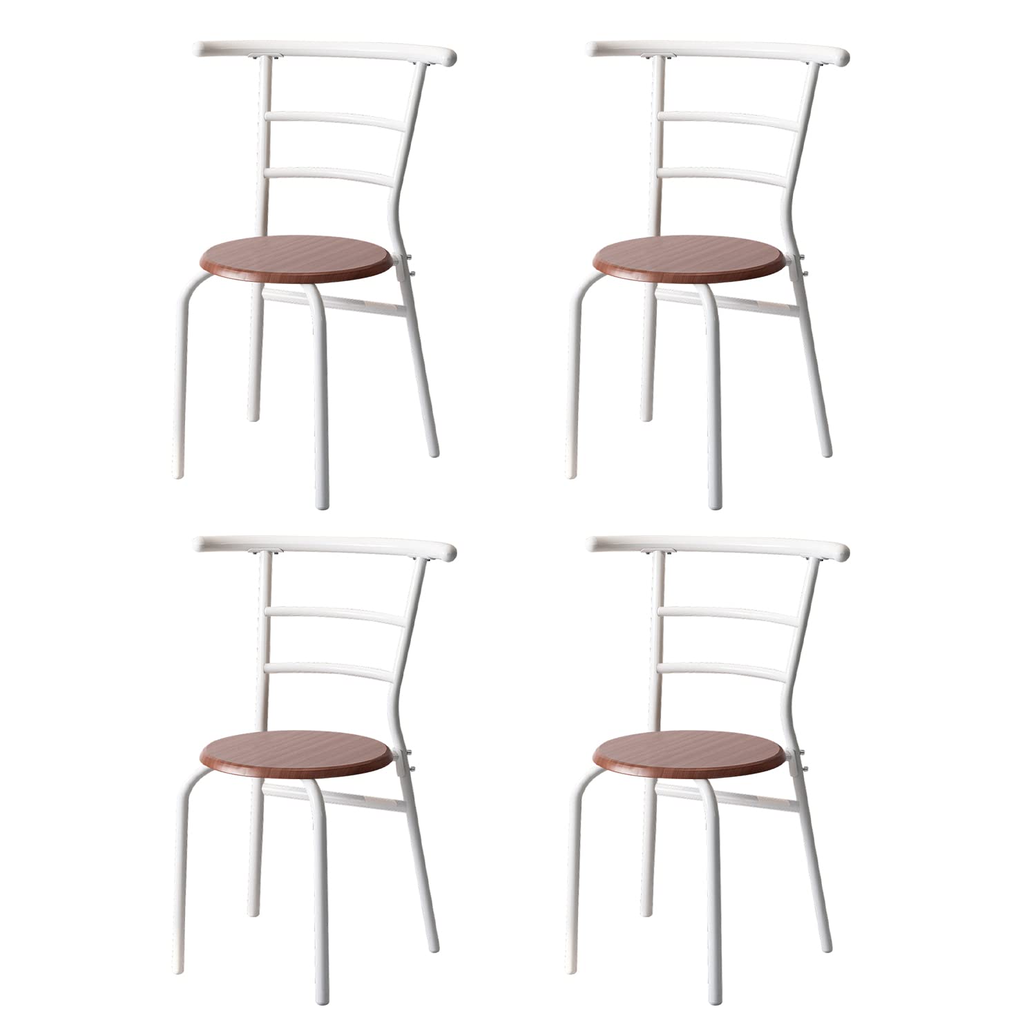 Bonzy Home 4-Piece Patio Chair Set - Durable Metal Indoor & Outdoor Lounge Chairs for Poolside, Bistro, Cafe, Restaurant, Kitchen - Stackable Wooden Back Chairs for Relaxing & Entertaining