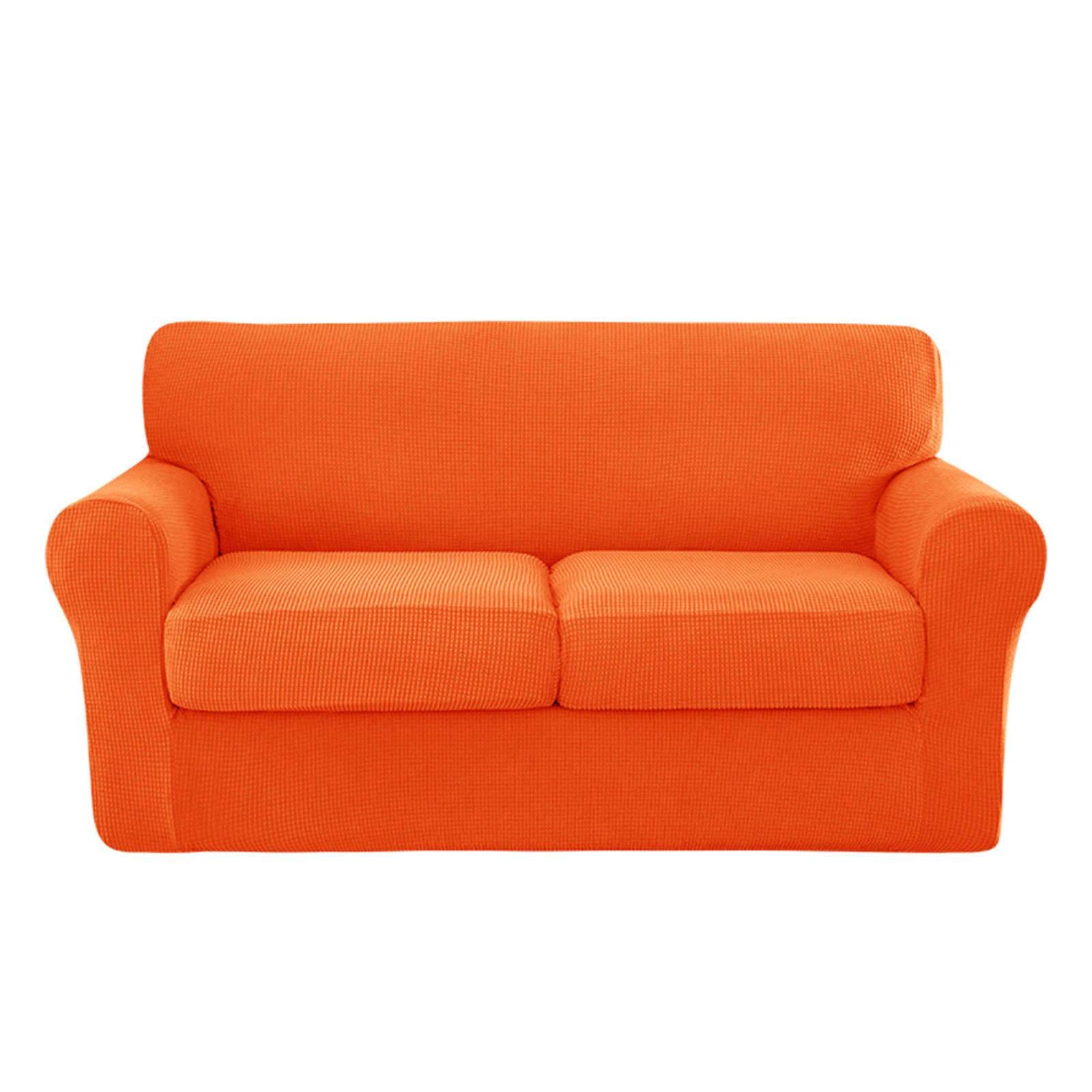 Stretch Sofa Cover 3-Piece Set - Spandex Jacquard Fabric 2-Seater Couch Slipcover with 2 Separate Cushion Covers - Furniture Protector for Living Room (Medium) - Perfect for Home Decor & Pet Protection