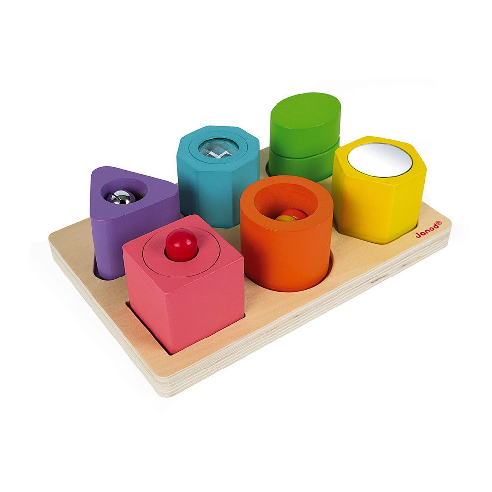 I Wood Shapes & Sounds Puzzle - 6 Block Educational Toy for Toddlers 12 Months+ | Montessori Learning & Sensory Play for Babies