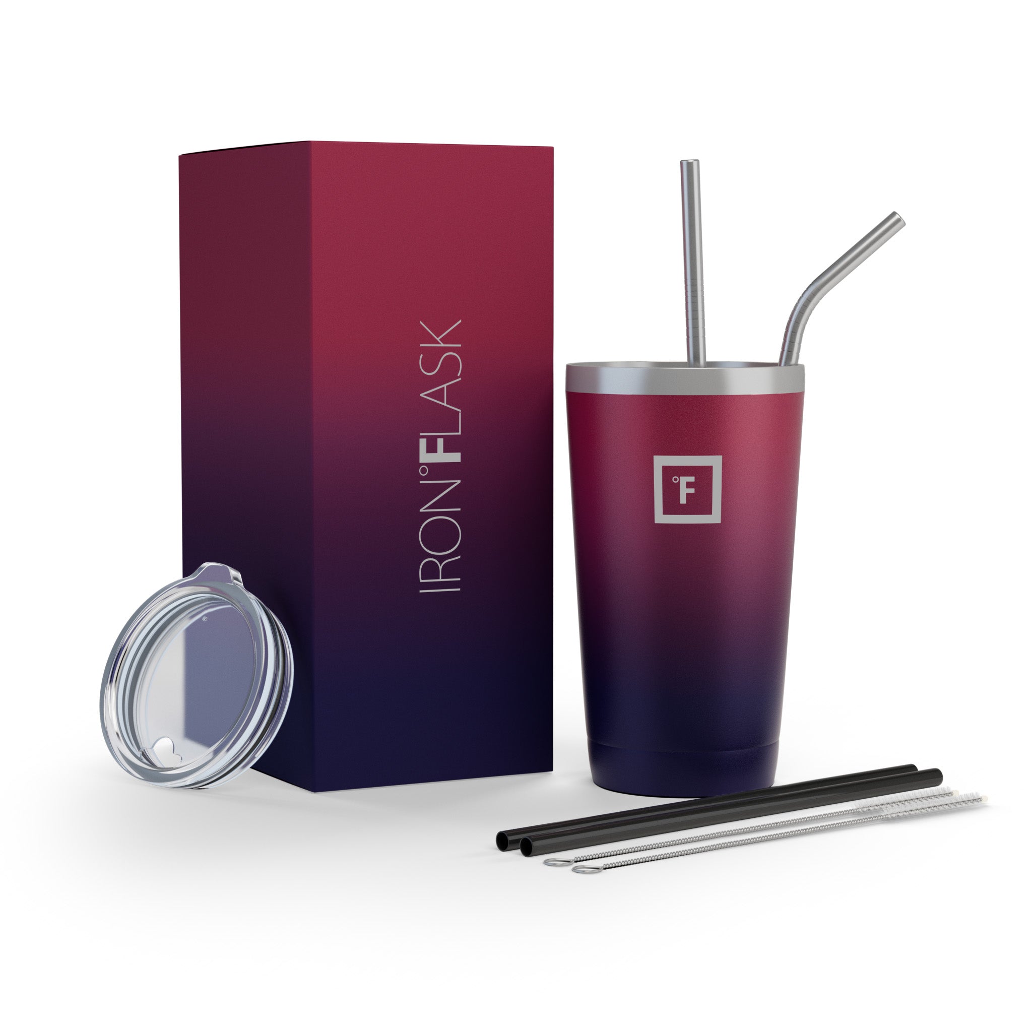 16 Oz Stainless Steel Classic Tumbler with Lid and Straw - Insulated Double Wall Vacuum Cup for Hot & Cold Drinks - Perfect for Coffee, Tea, Water, Smoothies at Home, Office, Gym or Travel