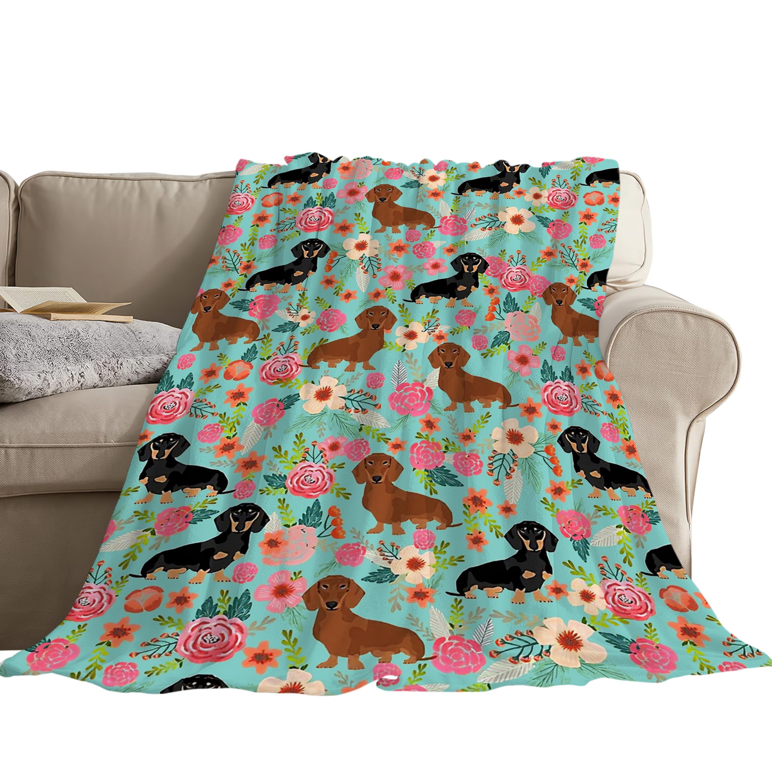 Cute Dachshund Blanket - Soft Plush Fleece Throw for Sofa & Bed - 40