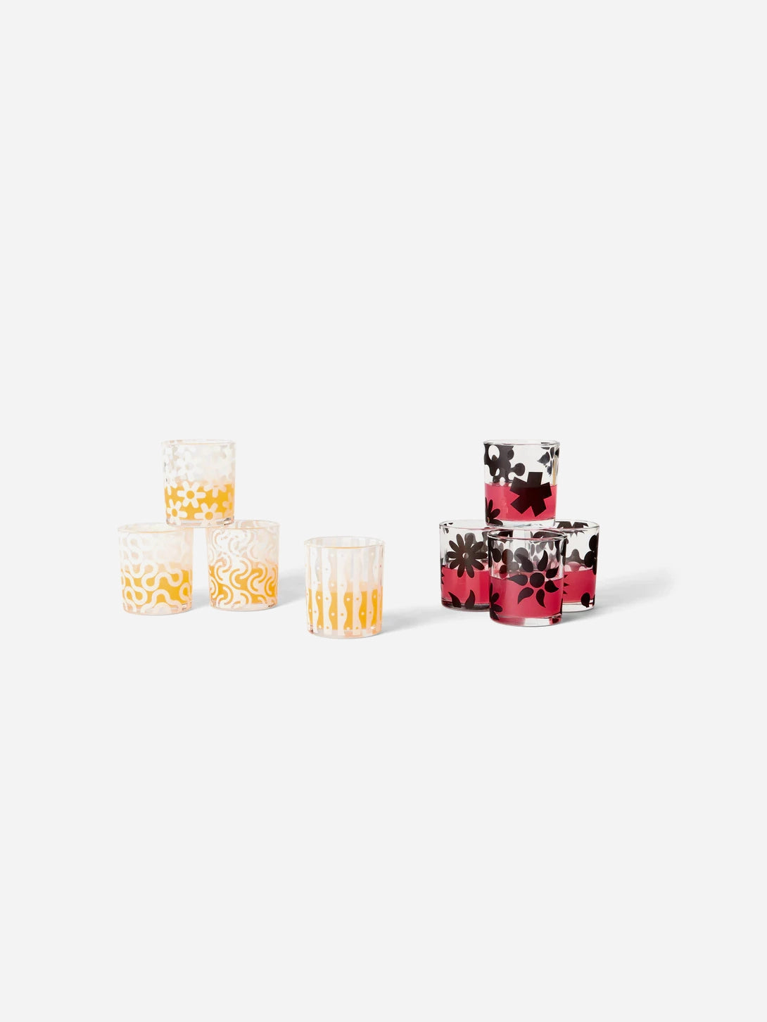 Dusen Dusen Pattern Glasses Set of 4 - Colorful Geometric Design Drinking Glasses for Cocktails, Juice & Party Beverages - Perfect for Home Bar, Dinner Parties & Gift Giving