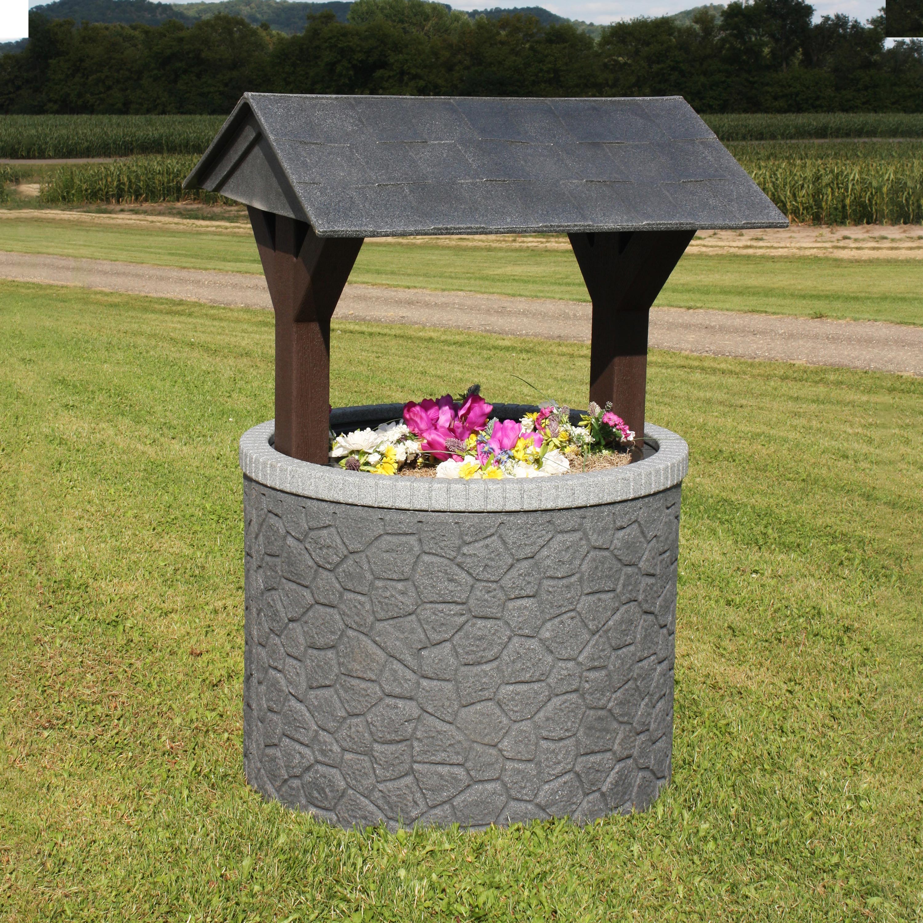 Durable Wishing Well Planter Cover with Base and Roof - Decorative Garden Tank Top for Septic System - Perfect for Outdoor Landscaping, Yard Decor, and Garden Accents