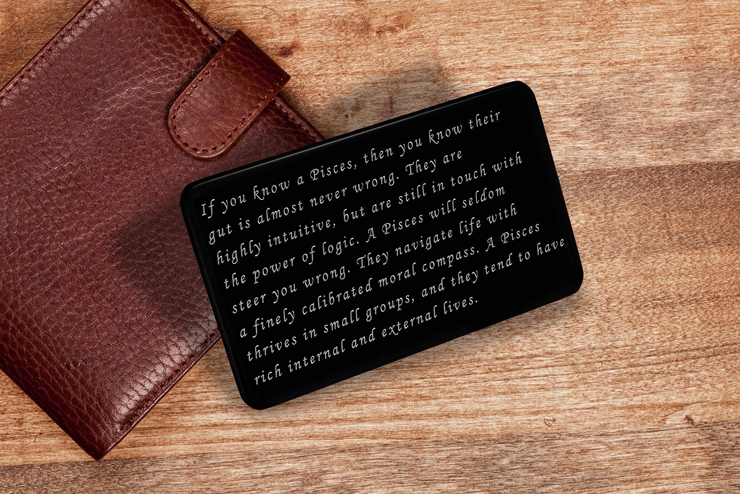 Pisces Zodiac Sign Card - Black Wallet & Gift Card with Astrology Symbols - Neptune Planet Water Element - Perfect for Birthday Gifts, Horoscope Lovers & Astrology Enthusiasts