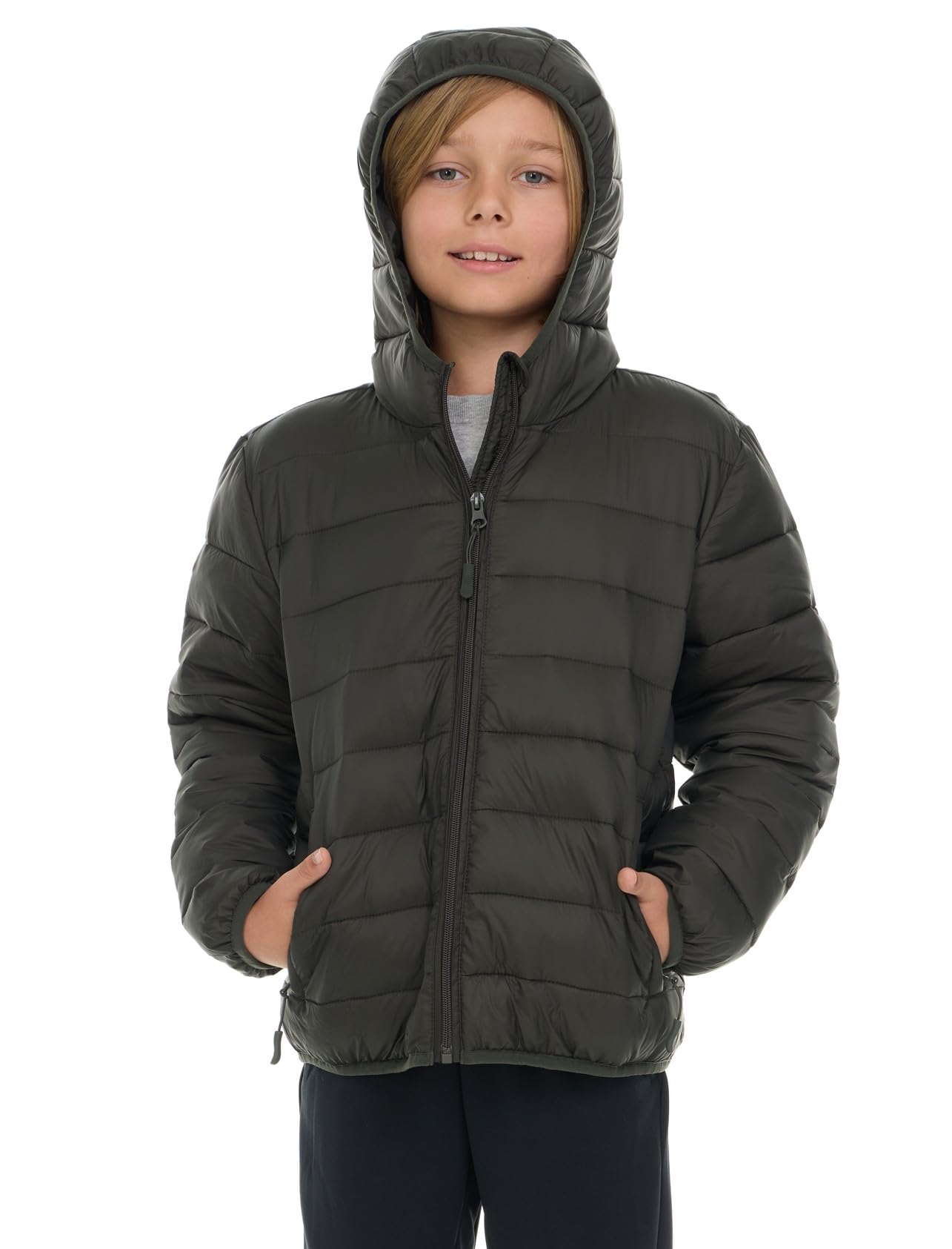 Lightweight Packable Boys Hooded Puffer Jacket for Winter - Warm & Water-Resistant Outerwear for Kids Outdoor Activities & School