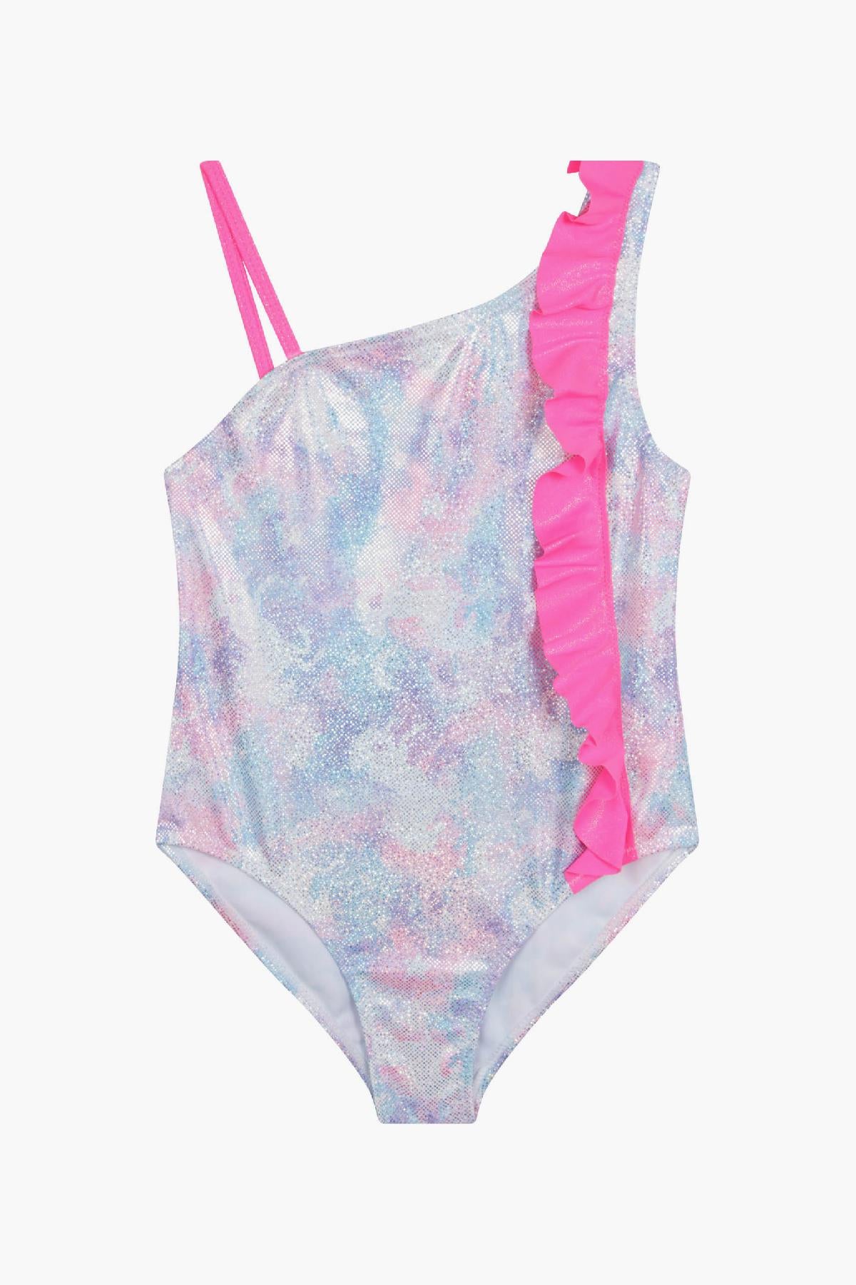 Billieblush Iridescent Girls Swimsuit - Trendy Shiny Bathing Suit for Kids, Perfect for Beach, Pool & Summer Vacations