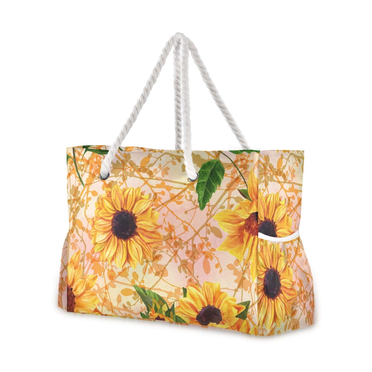 ALAZA Beach Bag - Vibrant Yellow Sunflower Floral Tote for Women, Waterproof Travel Bag for Camping, Gym, Pool & Outdoor Activities | Perfect for Beach Vacation, Yoga & Shopping