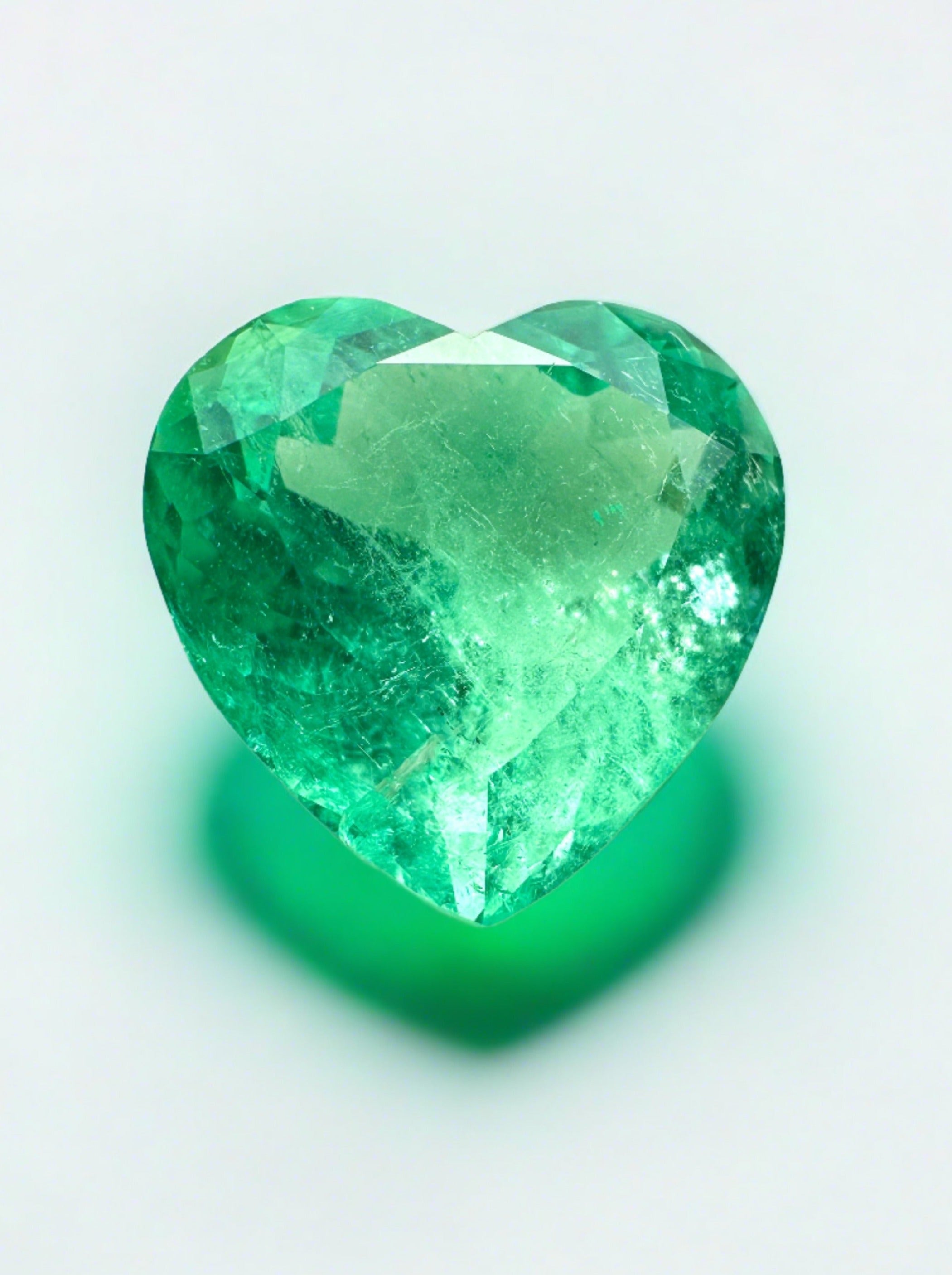 3.50 Carat Natural Colombian Emerald Loose Gemstone - 10.2x10.5mm Bubbly Green Heart Cut for Jewelry Making, Engagement Rings & Fine Collections