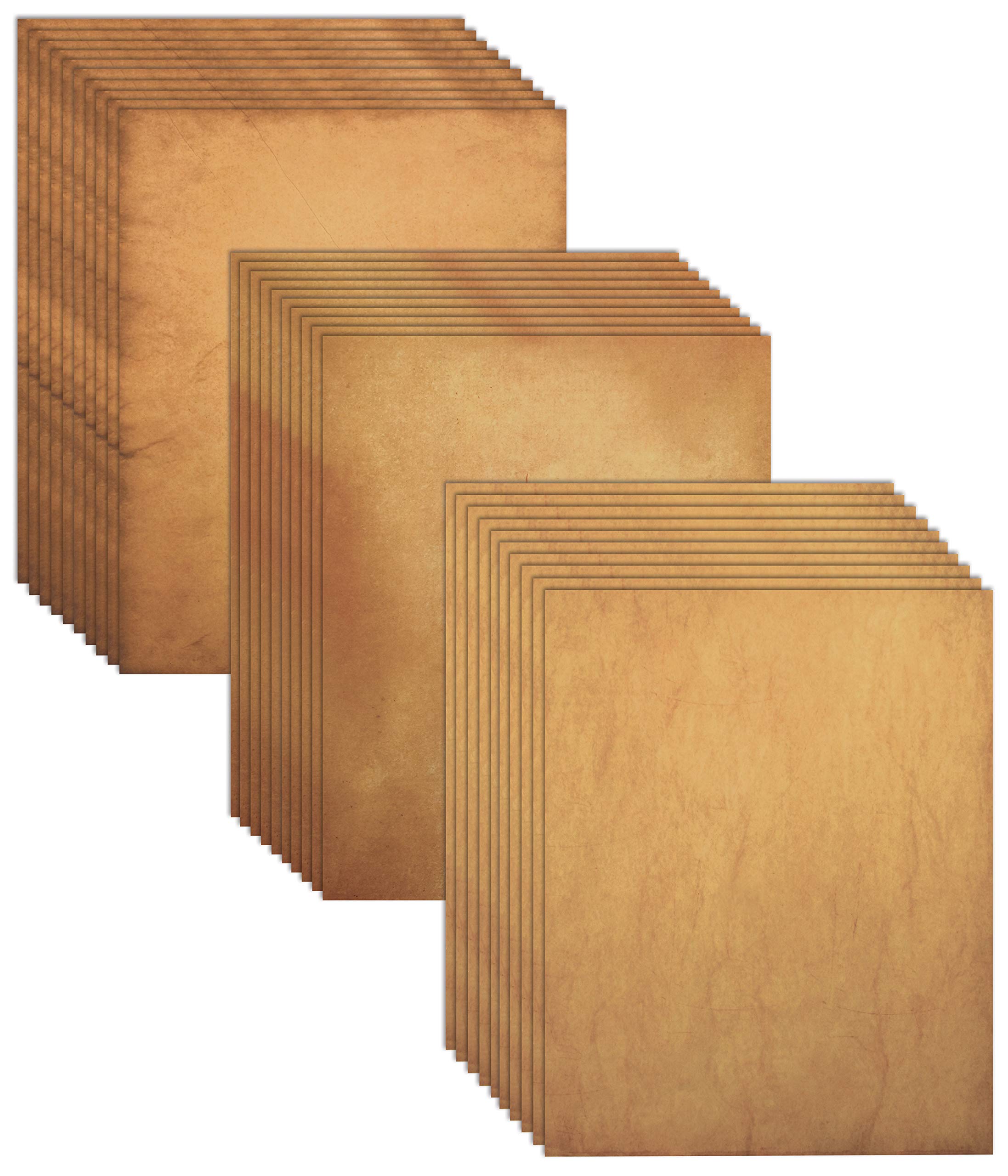 Vintage Aged Paper - 96 Sheets Antique Faux Parchment Paper for Printing, Letter Size 8.5