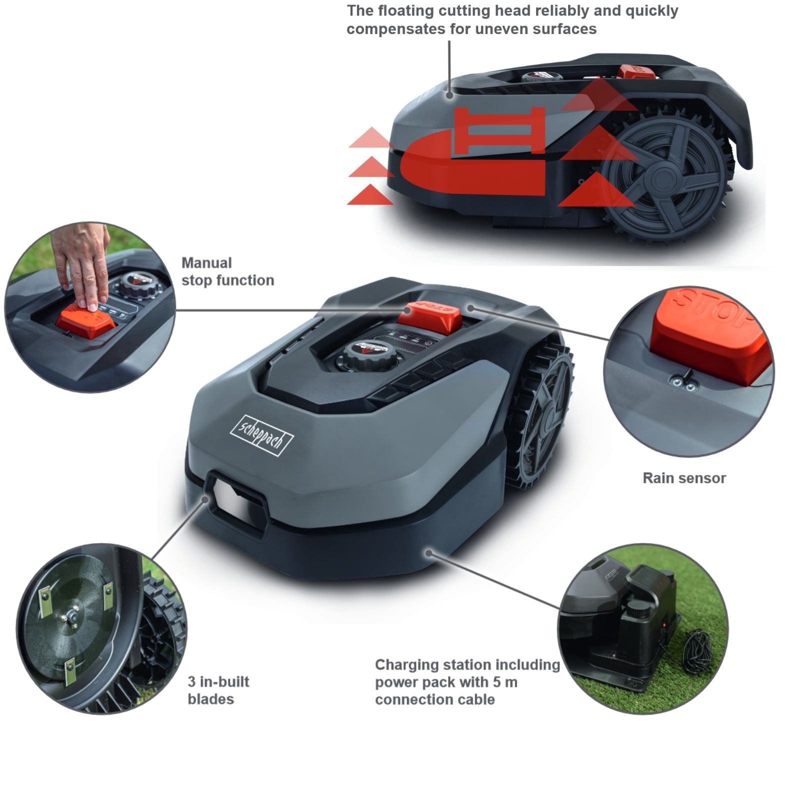 Scheppach ROBOCUT L500 Robotic Lawn Mower - Automatic Cordless Grass Cutter for Small to Medium Yards | Perfect for Busy Homeowners & Eco-Friendly Landscaping