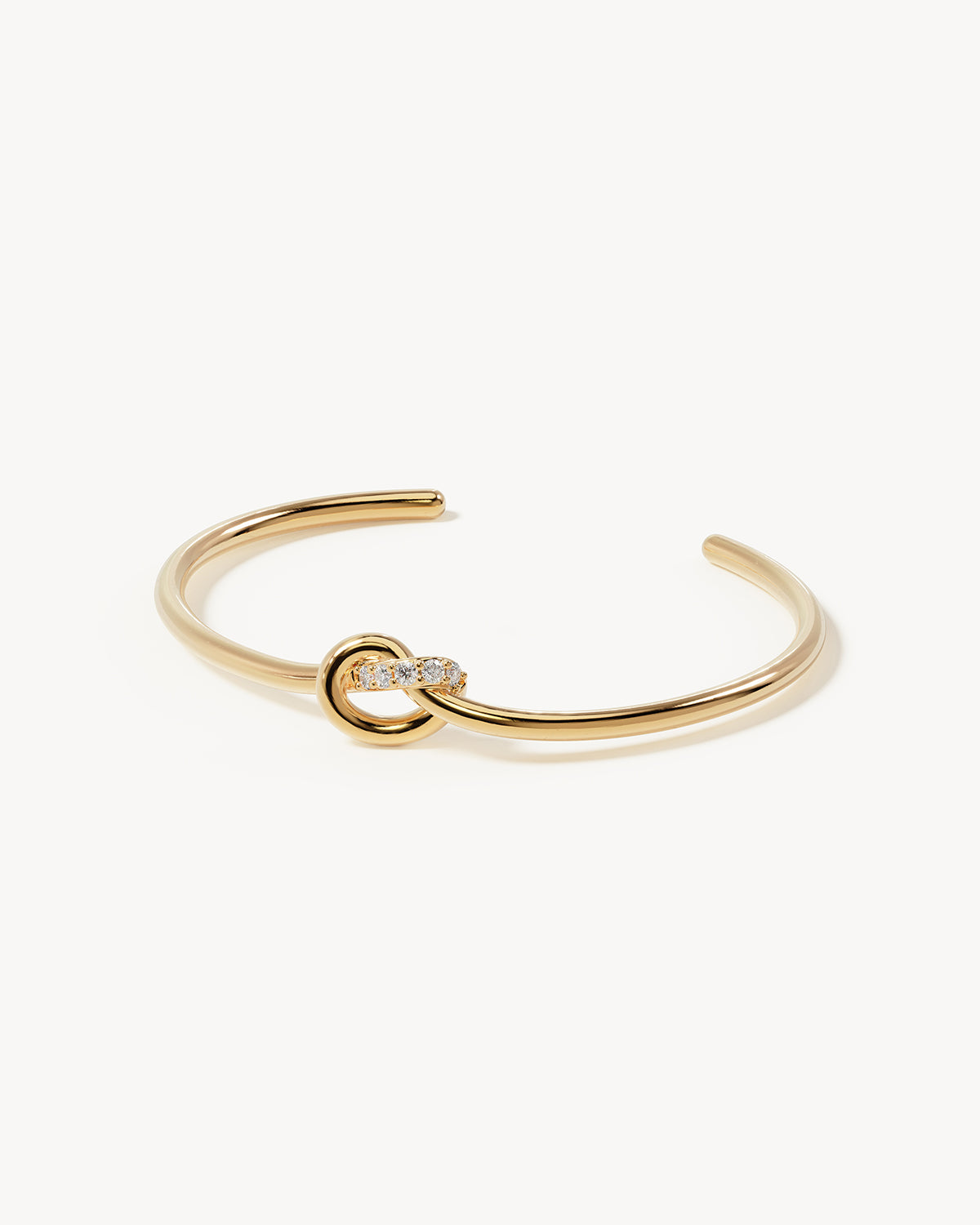 18K Gold Vermeil Love Knot Cuff Bracelet with Lab-Grown Diamonds - Elegant Jewelry for Weddings, Anniversaries & Special Occasions
