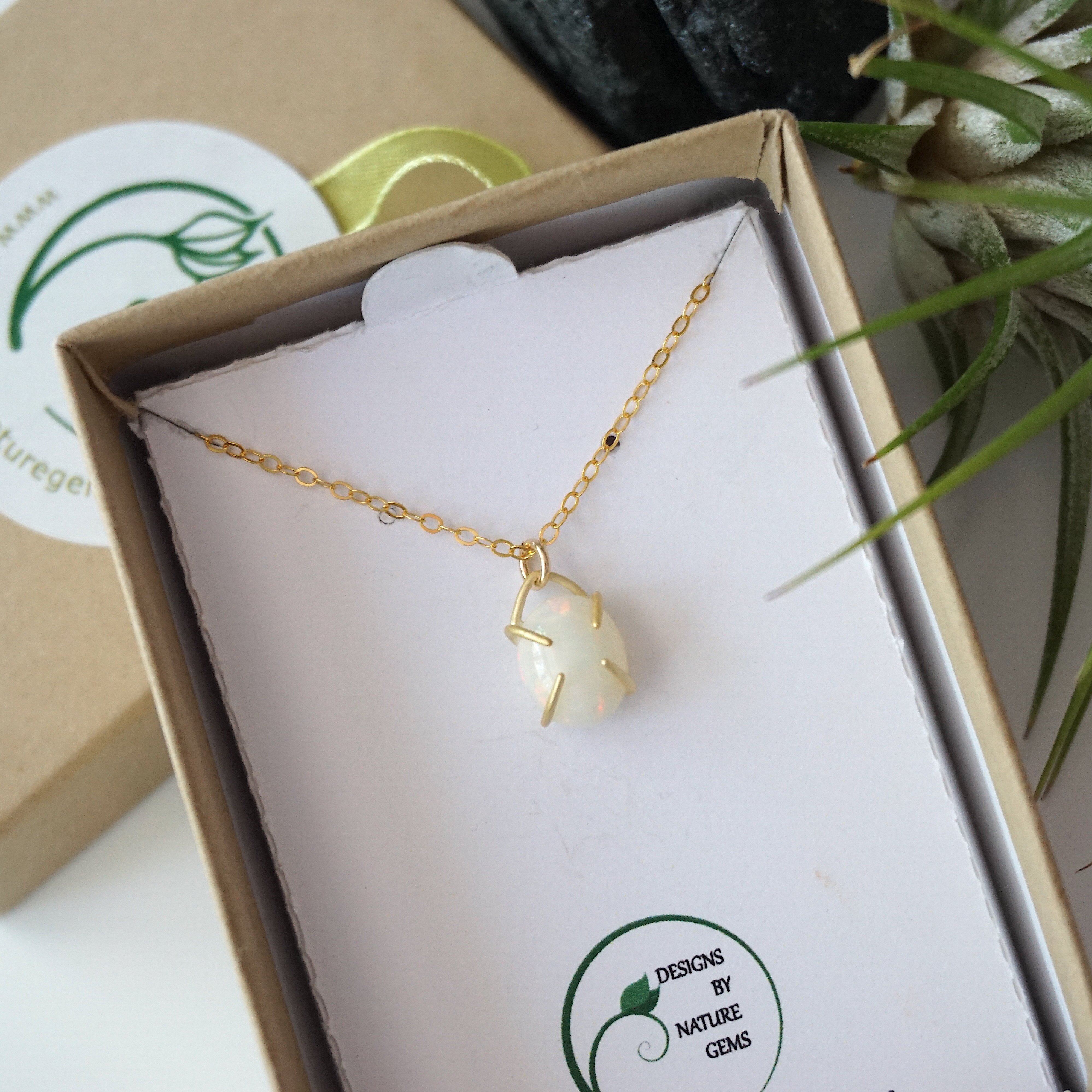 Fire Opal Huggie Charm Necklace - 14K Gold Filled Dainty Jewelry for Women - Perfect for Everyday Wear, Date Nights & Special Occasions
