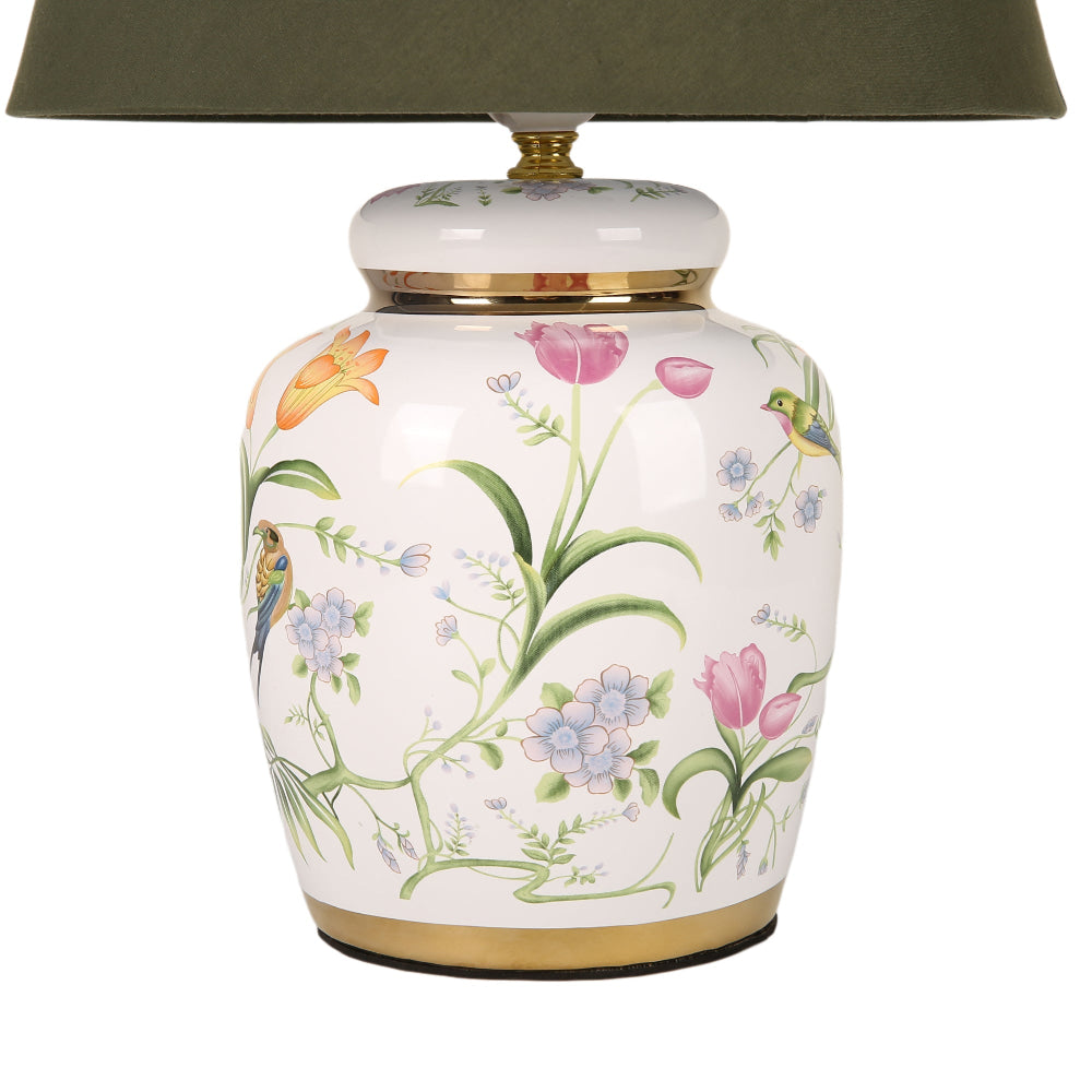 Ares Classic Chinese Style Ceramic Table Lamp with White Decal - Elegant Desk Light for Home Office, Living Room & Bedroom Decor