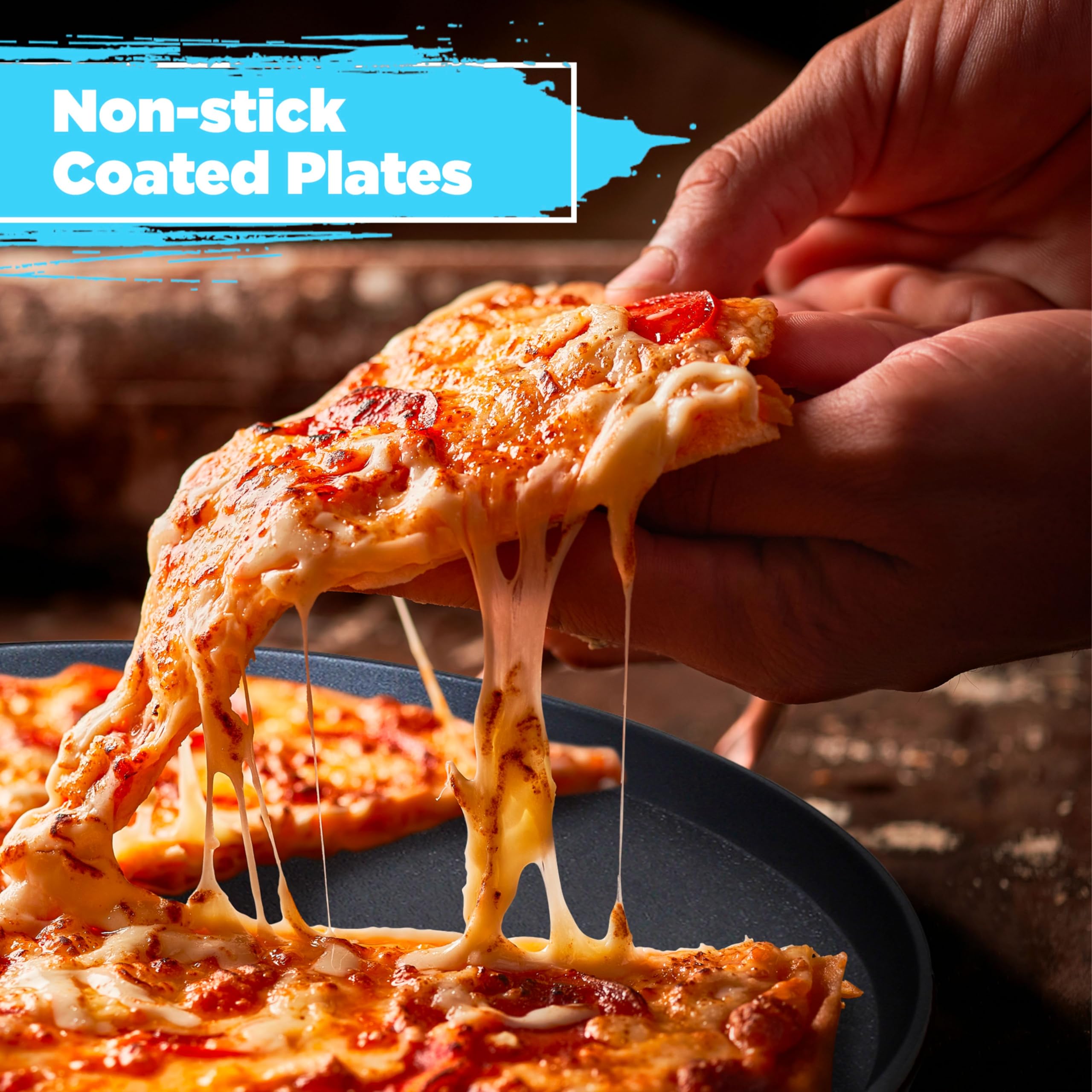 **Courant 12-Inch Electric Pizza Maker - Non-Stick Plates, Cool-Touch Handle, Indoor Pizza Oven & Calzone Maker for Home, School, or Office - Perfect for Family Dinners, Parties, and Quick Meals**