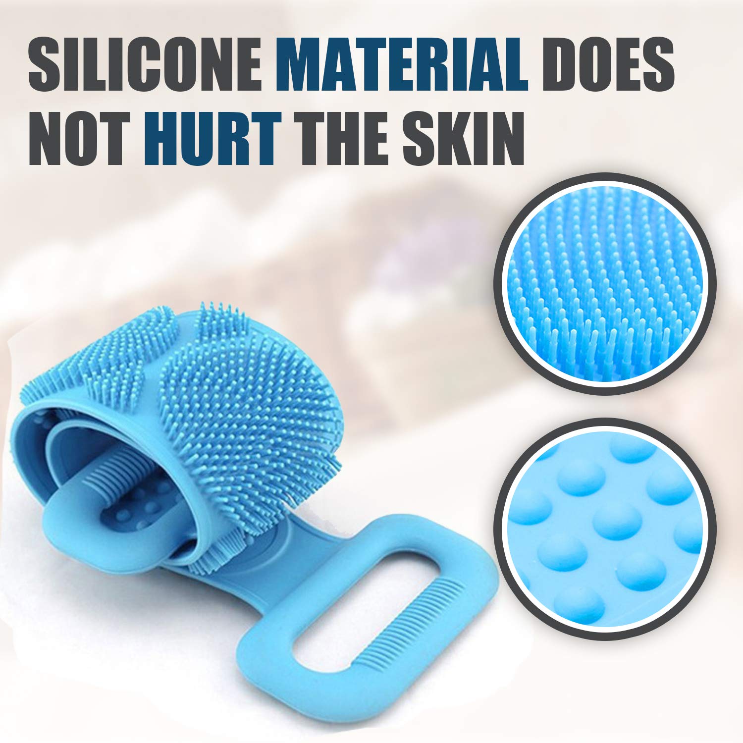 Exfoliating Silicone Bath Body Brush - Double-Sided Shower Brush with Handle for Deep Cleansing & Massage | Easy Foaming Back Scrubber for Men & Women | Perfect for Exfoliation, Dry Brushing & Spa Days (Multicolor)