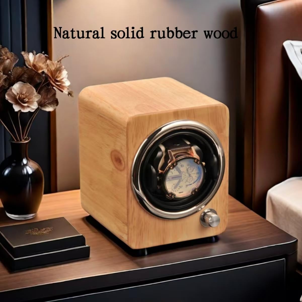 Premium Solid Wood Automatic Watch Winder Box - Quiet Japanese Motor with 4 Rotation Modes - Perfect for Men's Luxury Watches | Home Office & Travel Storage Solution