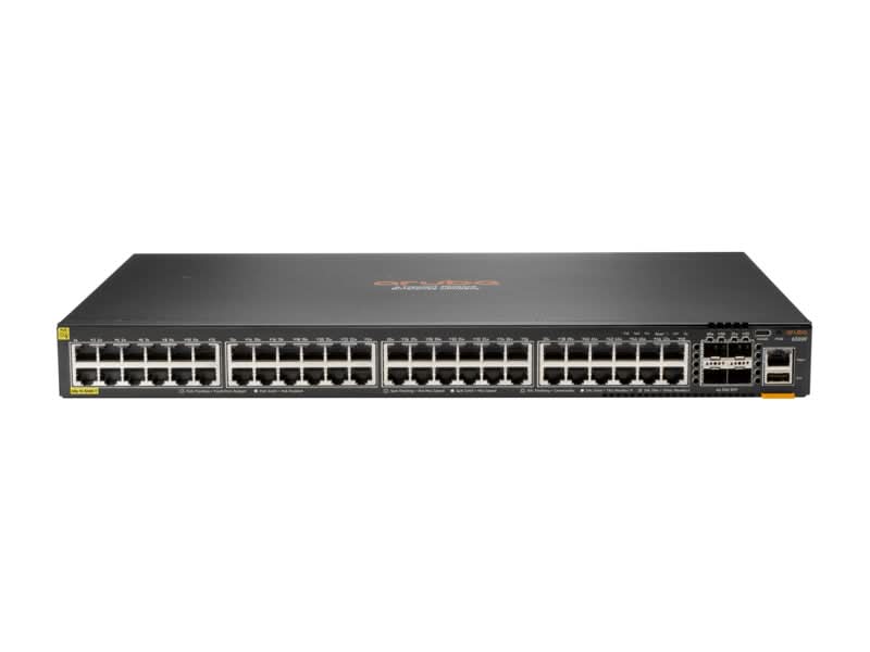 Aruba 6300F 48-Port 1GbE Class 4 PoE + 4-Port SFP56 Managed L3 Gigabit Ethernet Switch (10/100/1000) with Power over Ethernet (PoE) | 1U Rackmount | JL665A#ABA | Ideal for Enterprise Networks, Data Centers & High-Performance Office Environments