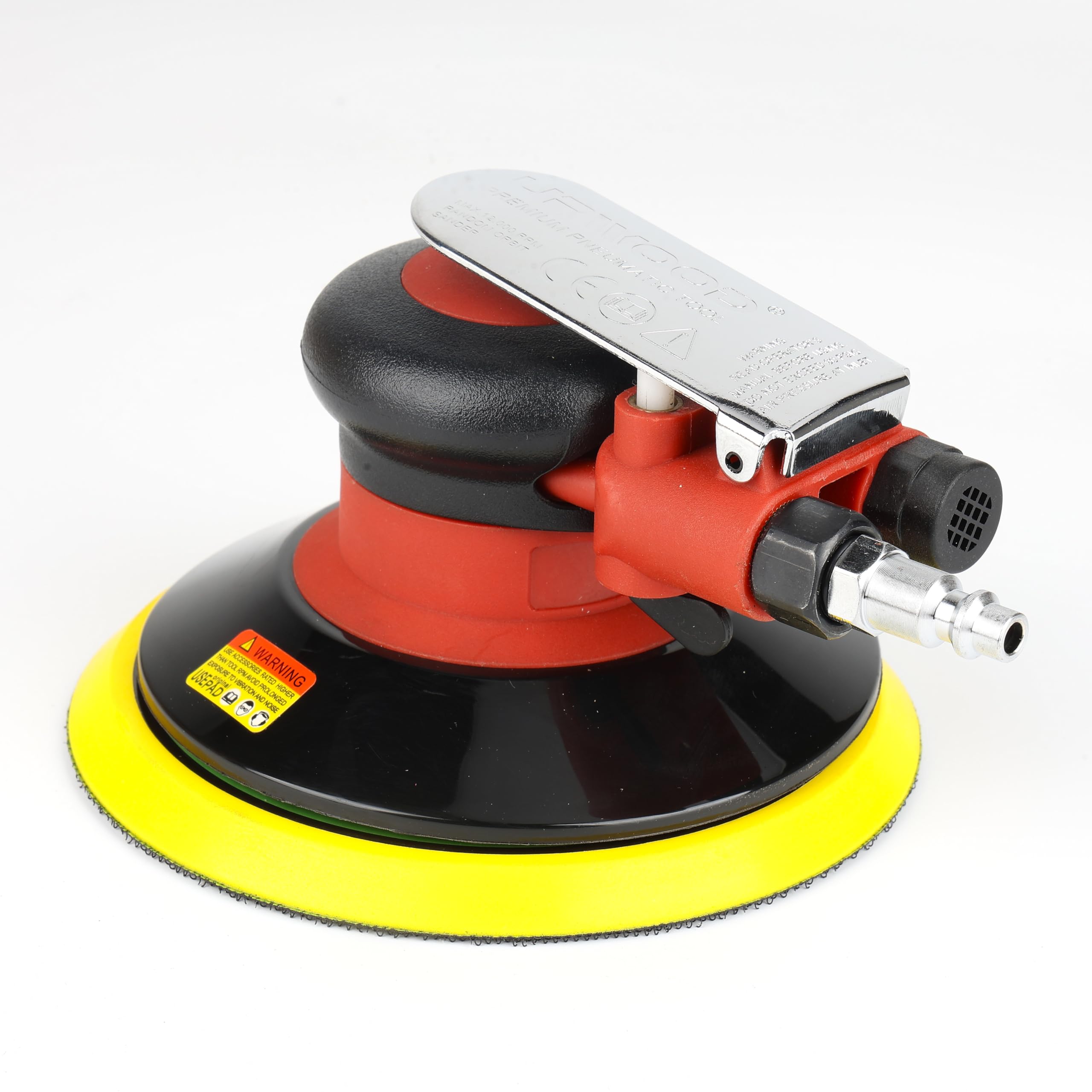 UPWOOD 6-Inch Heavy Duty Air Random Orbital Sander - Pneumatic Palm Sander with 10 Sandpapers for Auto Body, Woodworking, Metal & Composite Projects - Perfect for DIY, Furniture Refinishing & Automotive Repair
