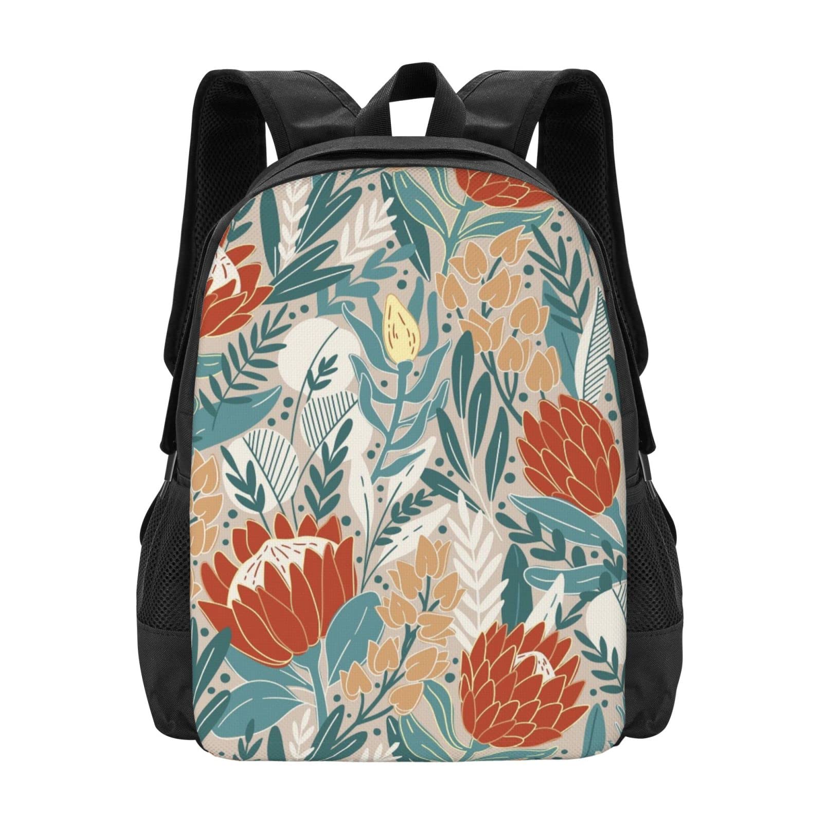 **Stylish Protea & Eucalyptus Leaves Backpack for Women & Men - Durable Laptop Bag for School, Hiking, Camping, Travel & Work - Adjustable, Wear-Resistant & Aesthetic Daypack (Perfect for Halloween & Everyday Use)**