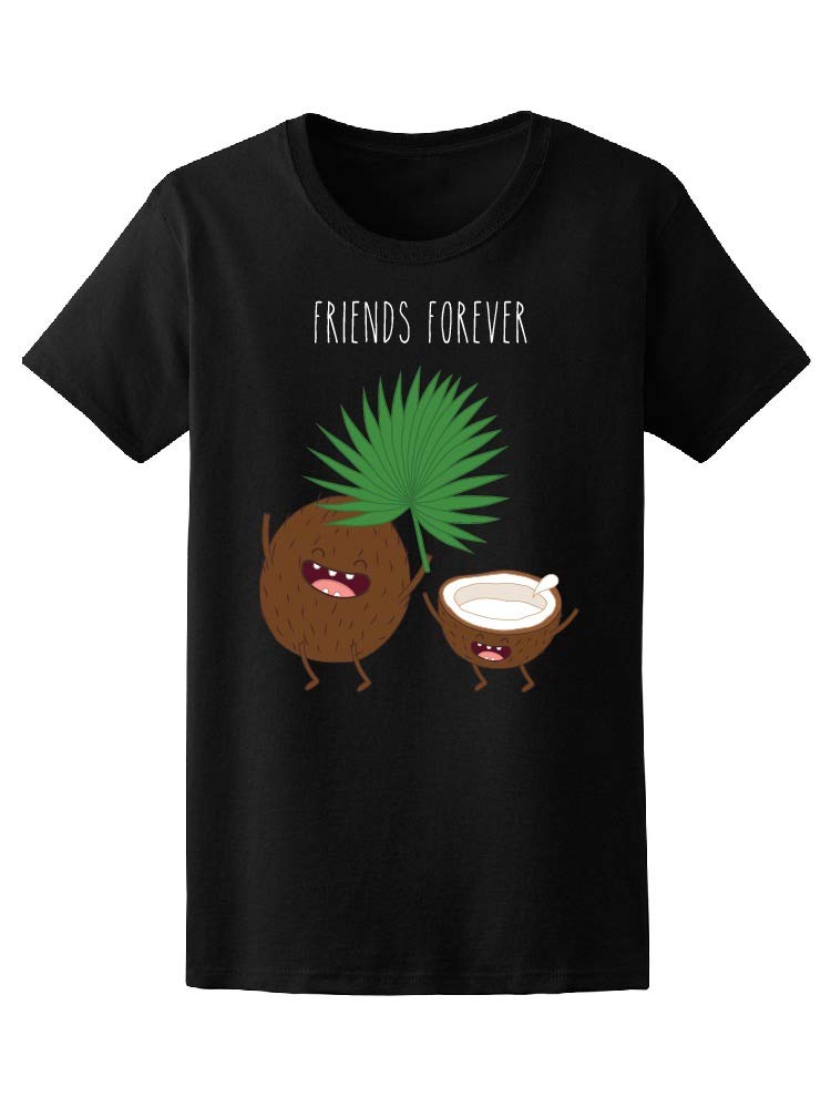 Friends Forever Coconut and Leaf Graphic Tee - Women's Casual T-Shirt for Summer Outfits & Beach Vacations