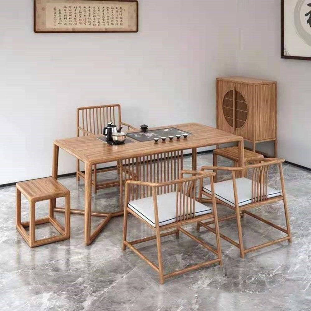 Handcrafted Elm Wood Gongfu Tea Table - Traditional Chinese Tea Ceremony Table for Home & Office - Perfect for Tea Lovers, Meditation, and Zen Decor