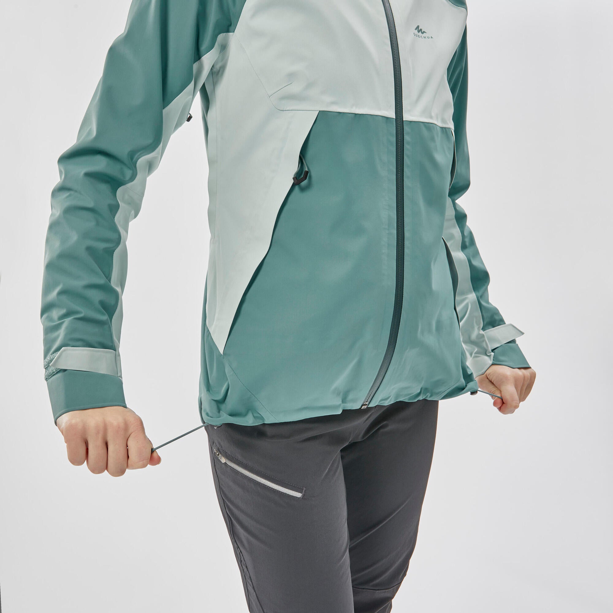 Quechua Women's MH500 Waterproof Hiking Jacket - Lightweight Windproof Raincoat for Outdoor Adventures, Camping & Travel