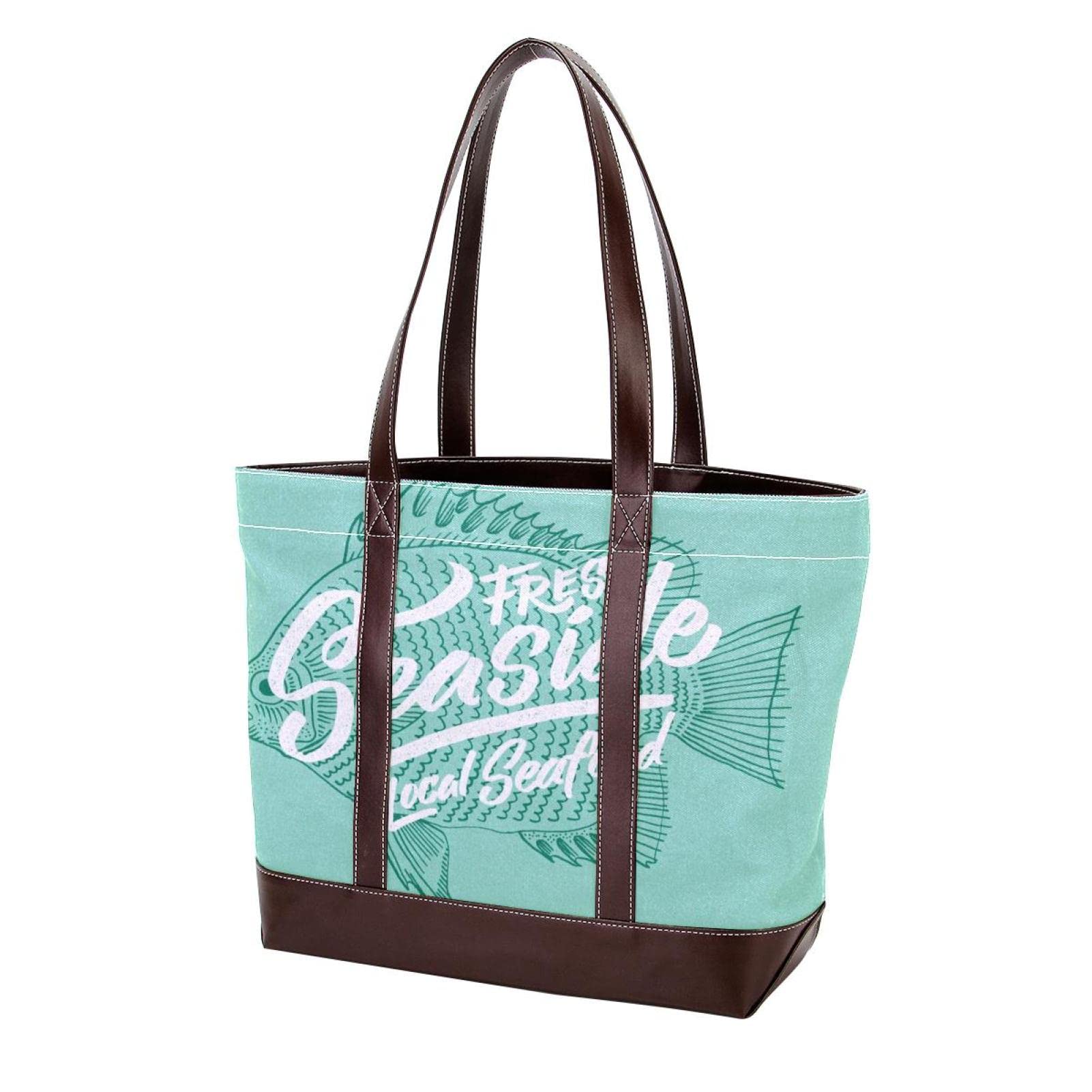 Stylish Anchors Pattern Large Tote Bags for Women - Leather & Canvas Shoulder Satchel Hobo Purse with Top Handle | Perfect for Work, Travel, and Everyday Use