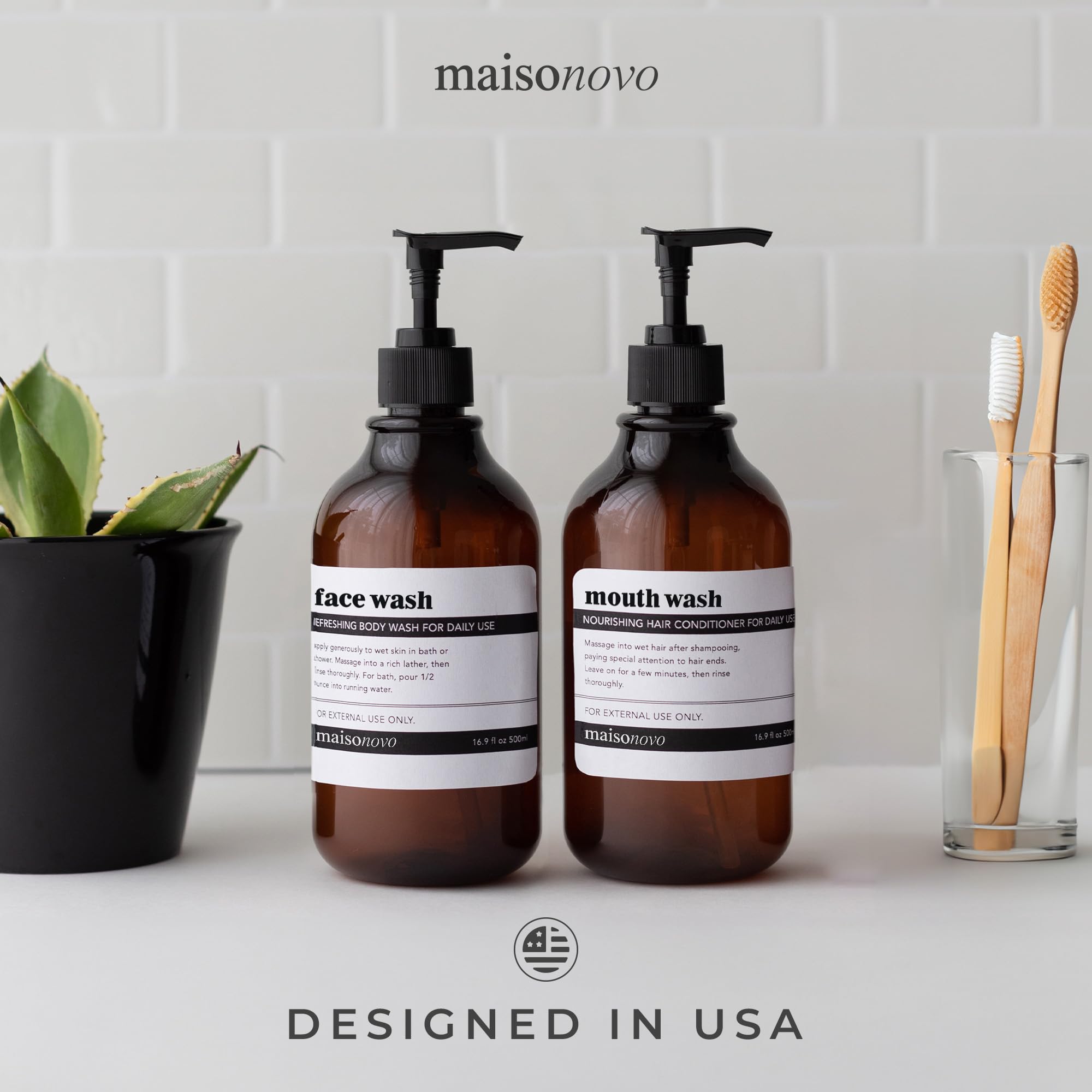 MaisoNovo Waterproof Labels for Bottles - Vintage Design Toiletry Stickers (6-Pack) - Perfect for Travel, Bathroom Organization & DIY Crafts