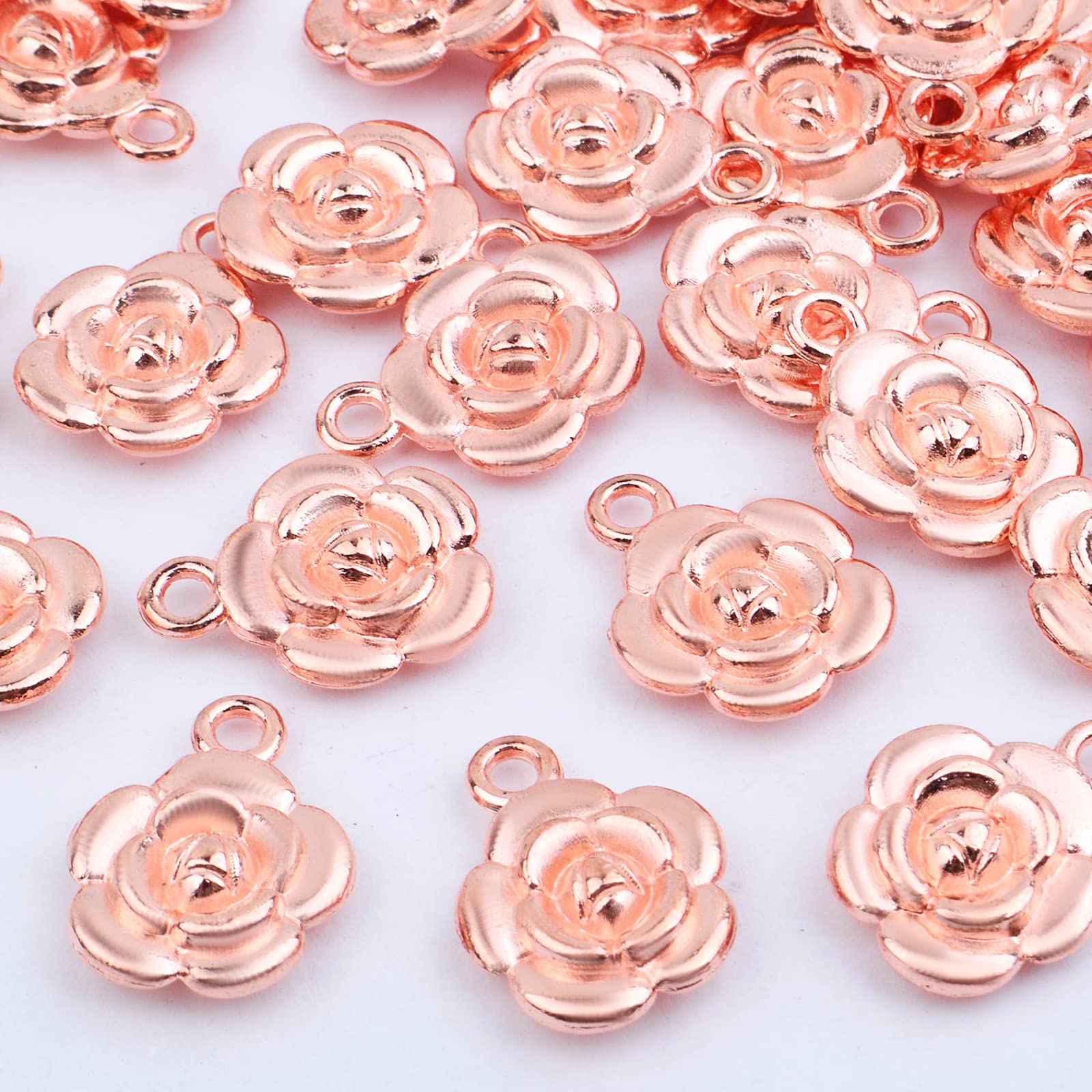 BronaGrand 60pcs Rose Charm Pendants - Flower Bead Charms for DIY Jewelry Making, Necklace Earrings Bracelet Craft Supplies | Perfect for Wedding, Birthday Gifts & Handmade Accessories