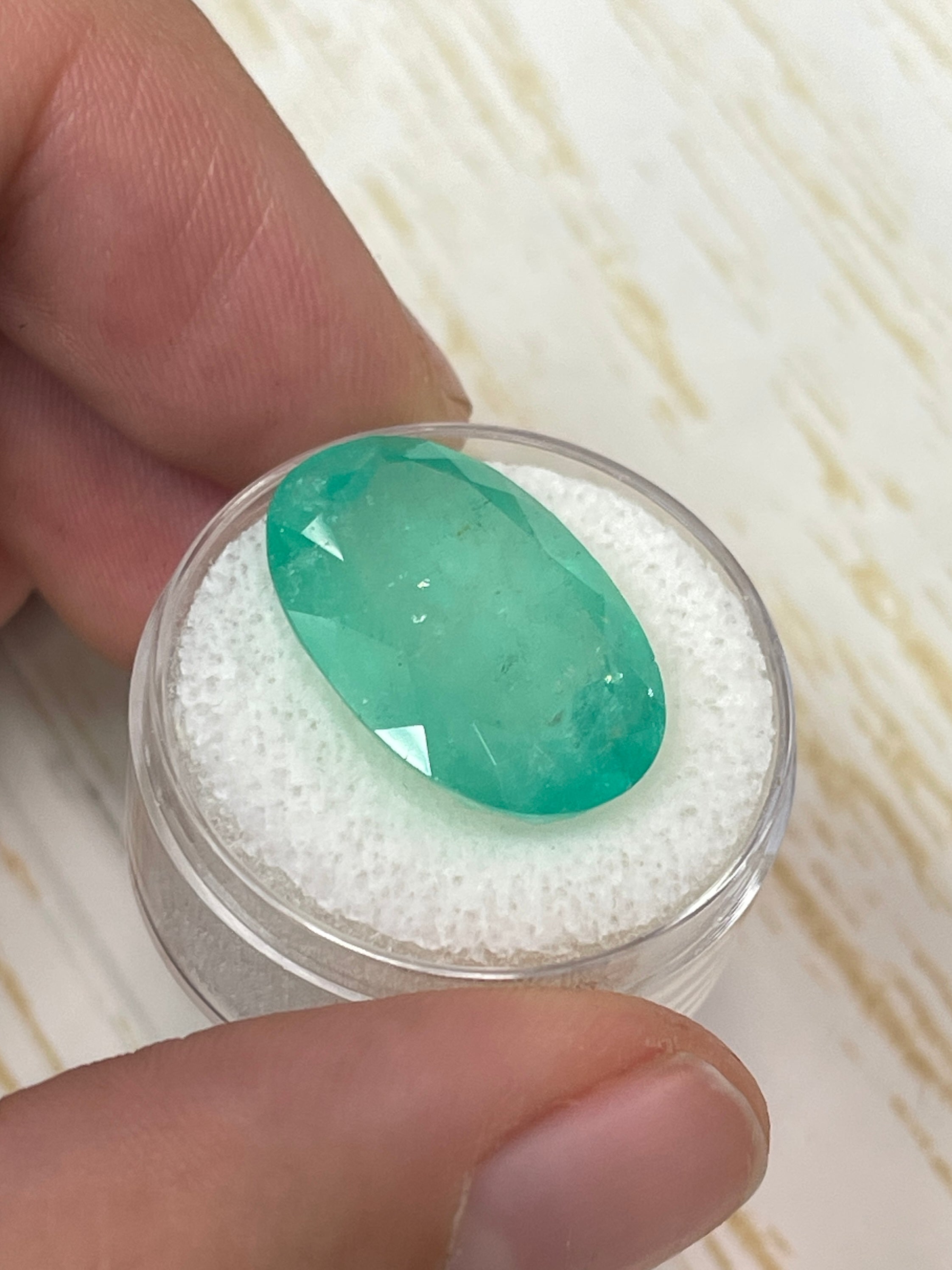 15.65 Carat Natural Colombian Emerald - Earthy Green Oval Cut Loose Gemstone for Jewelry Making, Engagement Rings & Luxury Gifts