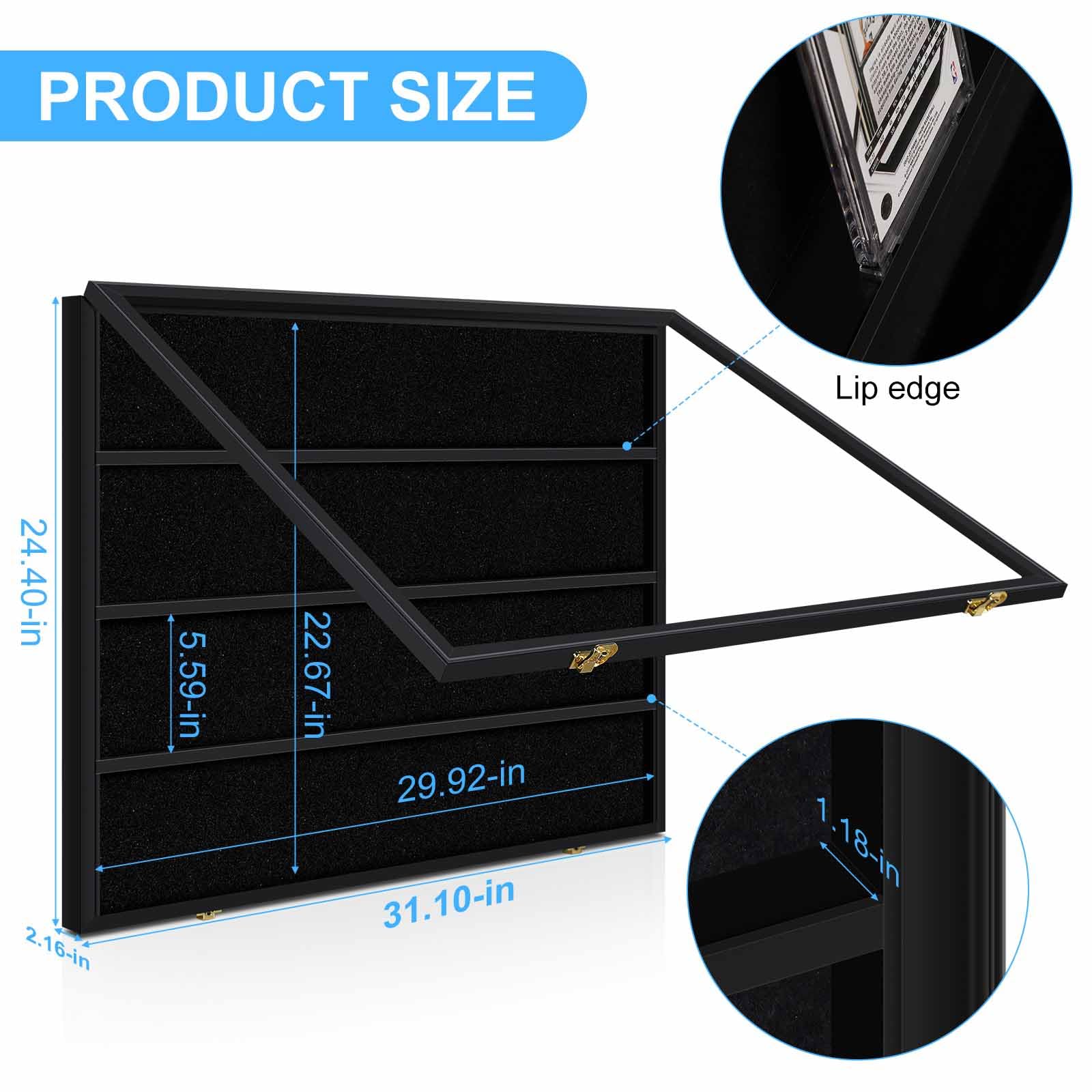 2 Pack Baseball Card Display Case - 36 Graded Card Frame with Lock & UV Protection - Trading Card Holder for Sports Collectibles (Baseball, Football) - Perfect for Showcasing, Storing & Protecting Valuable Cards at Home, Office or Conventions