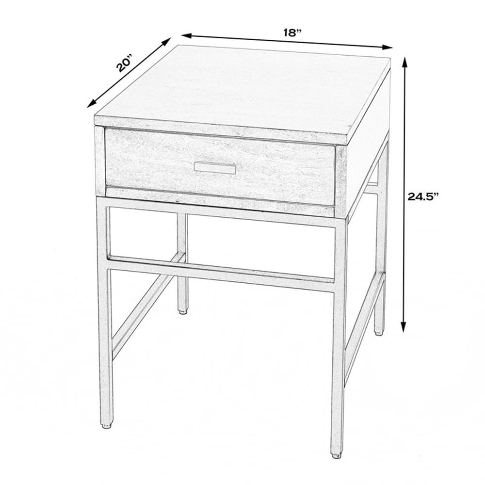 Butler Specialty Hans 1 Drawer Natural Wood and Iron End Table - Nightstand, Living Room Accent, Bedside Table for Home Decor