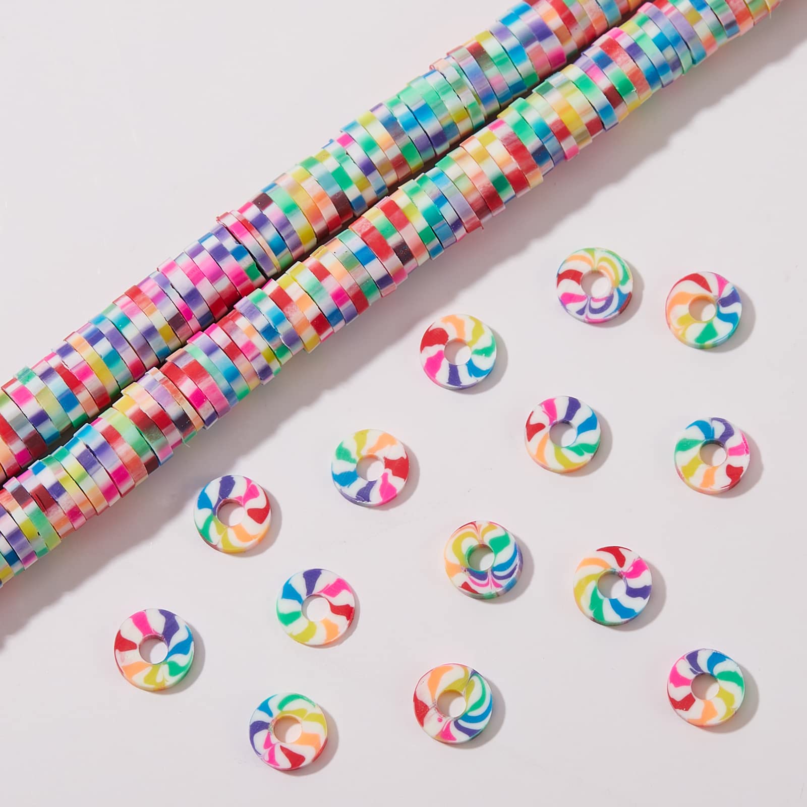 Ornaland 10 Strands 6mm Colorful Polymer Clay Heishi Beads - Flat Round Vinyl Disc Spacer Beads for DIY Bracelets, Necklaces, Earrings Jewelry Making - Perfect for Boho, Handmade & Craft Projects