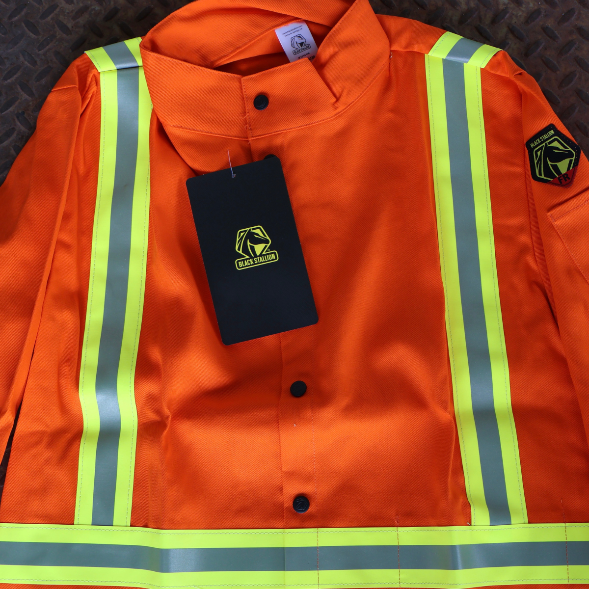 Black Stallion FR Safety Welding Jacket with Triple Trim Tape JF1010 - Heat & Spark Resistant Workwear for Metal Fabrication, Construction & Industrial Welding