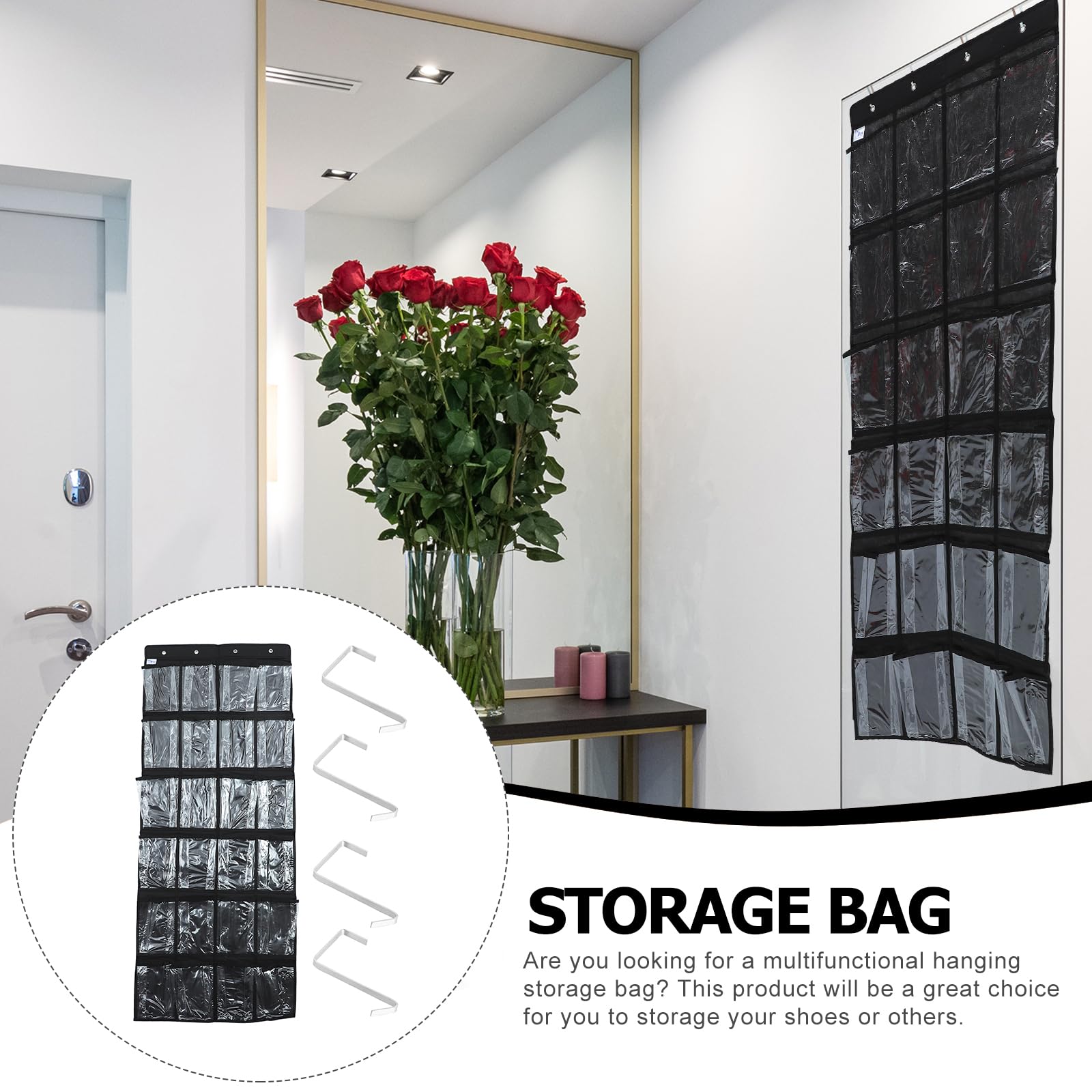 iplusmile Over Door Hanging Shoe Organizer - 24 Pockets Closet Storage Bag for Shoes, Accessories & Toys | Space Saving Solution for Bedroom, Closet & Dorm Room Organization