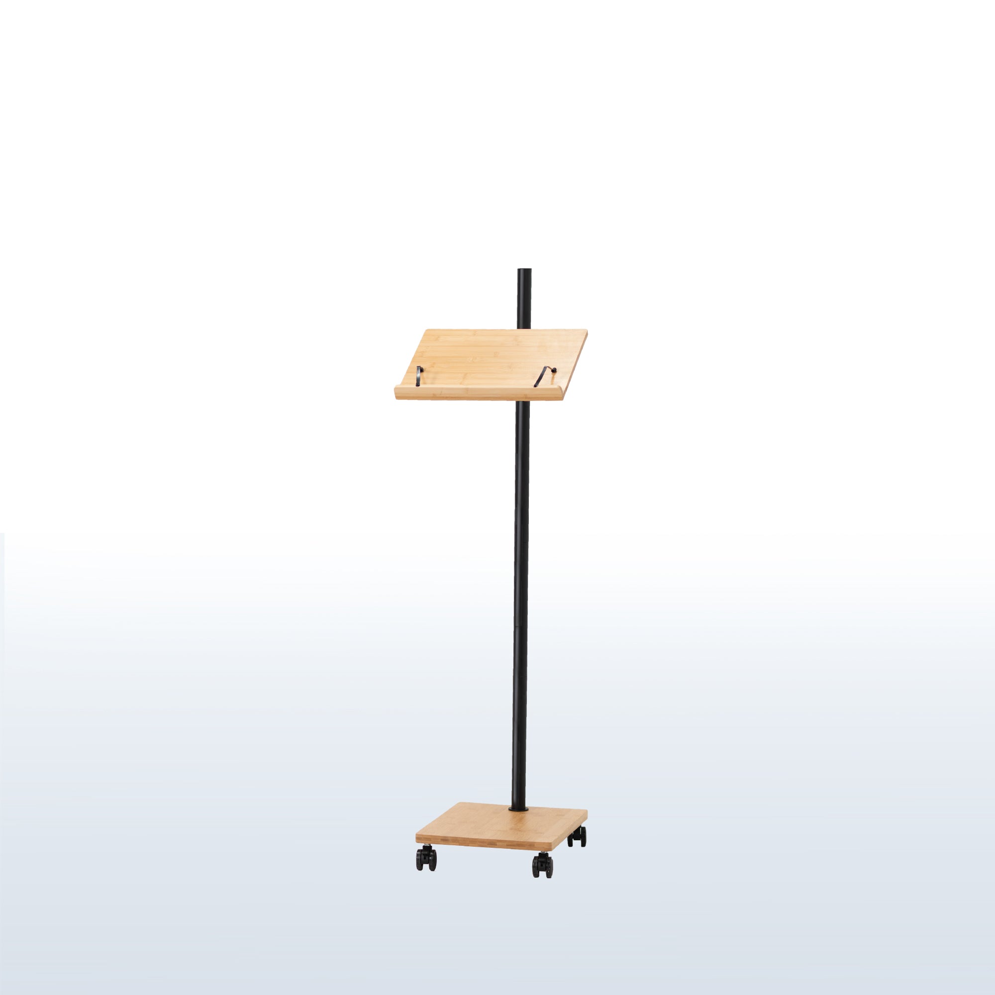 Premium Bamboo & Black Adjustable Mobile Book Stand - Portable Reading Holder for Books, Tablets, and E-Readers - Perfect for Home, Office, and Travel Use