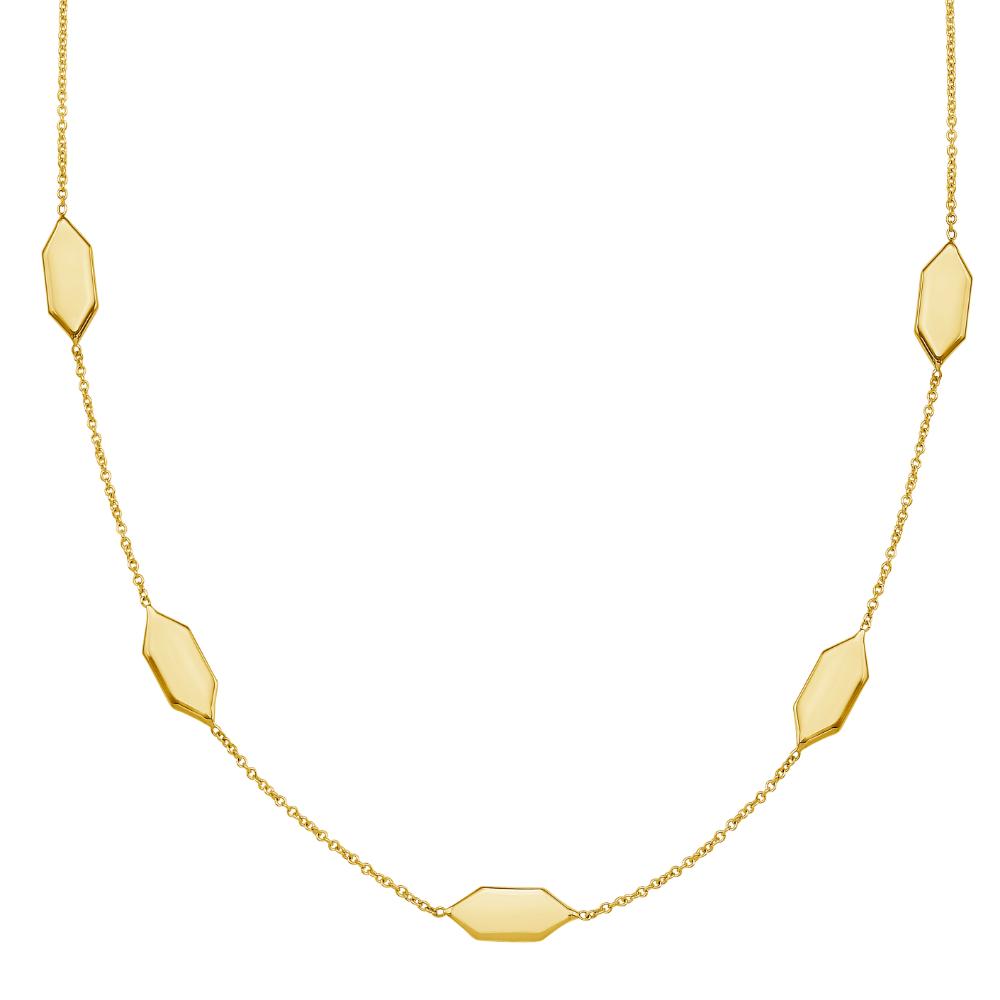 14K Gold Elongated Hexagon Link Necklace for Women - Elegant Layering Chain Jewelry for Everyday Wear & Special Occasions