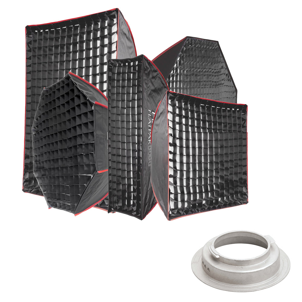 Professional Photography Softbox Lighting Kit - 3-Piece FlatPak Softbox Bundle with Multiple Sizes & Shapes for Studio, Portrait, and Product Photography