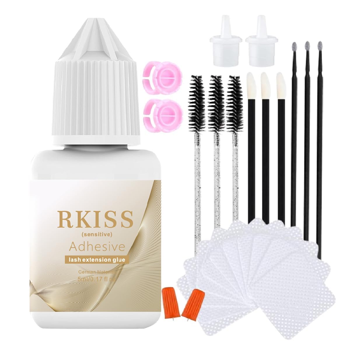 RKISSBEAUTY Professional Cluster Lash Glue - Strong Hold, Long Lasting 2-3 Weeks Eyelash Extension Adhesive - No Irritation, Safe for Sensitive Eyes - Perfect for DIY Home Use & Salon Professionals (Great for Weddings, Parties & Special Occasions)