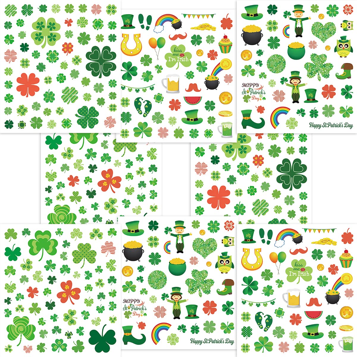 400 Pcs St. Patrick's Day Shamrock Stickers for Kids - 8 Sheets Party Decorations, DIY Crafts, Scrapbooking, Classroom Activities & Irish-Themed Celebrations