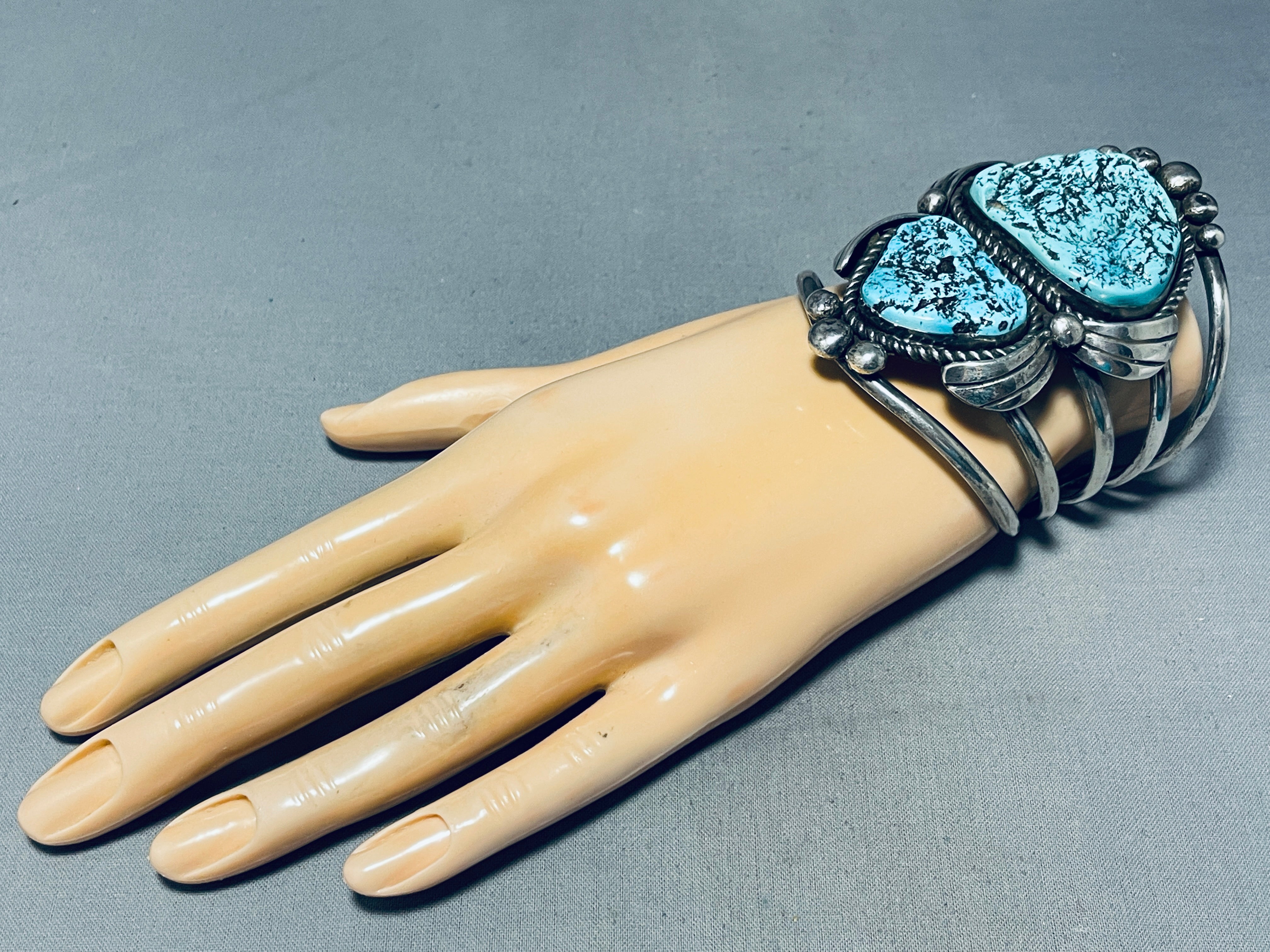 108 Grams Monster Vintage Native American Navajo Turquoise Sterling Silver Bracelet - Handmade Southwest Jewelry for Women, Boho Fashion Accessory, Gift for Her - Perfect for Festivals, Weddings & Special Occasions