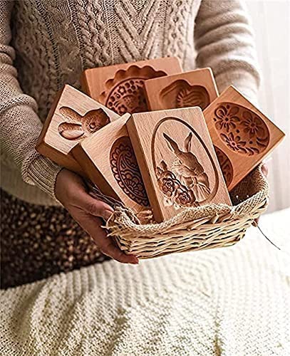 Wooden Cookie Molds for Baking - Handcrafted Springerle Cookie Stamps & Easter Egg Shaped Cookie Cutters - Perfect for Holiday Baking, DIY Cookies & Gift Giving
