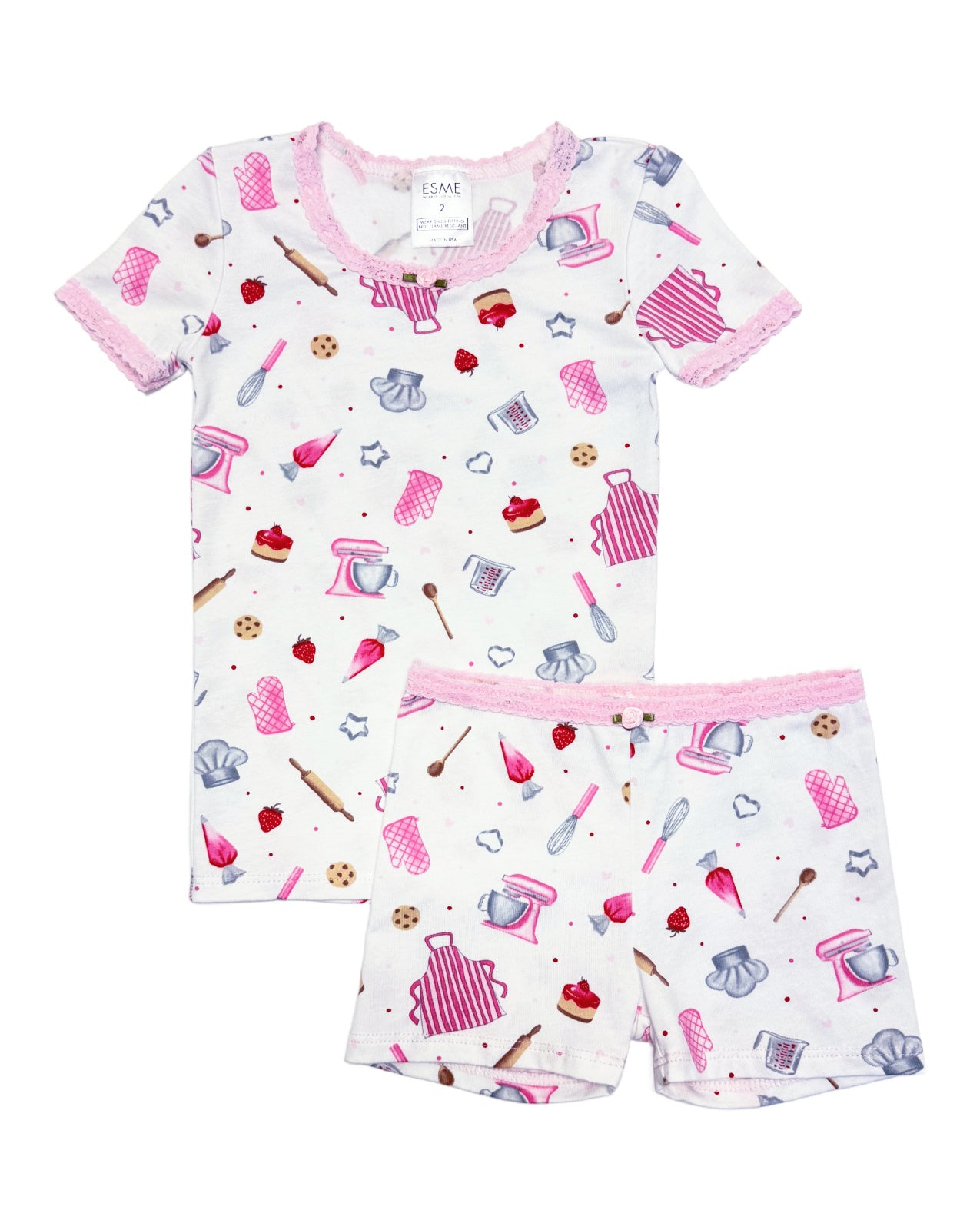 BAKED WITH LOVE Women's Short Sleeve Top & Shorts Set - Soft Cotton Loungewear for Yoga, Sleep, and Casual Wear