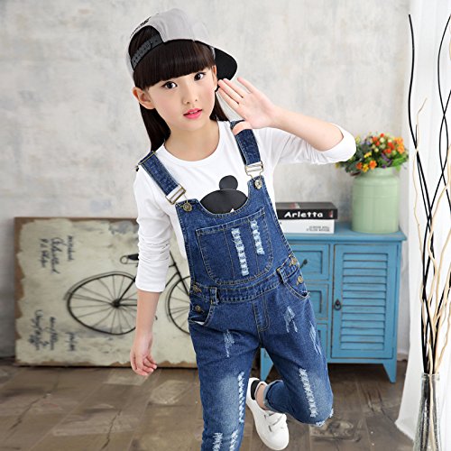 KIDSCOOL SPACE Girls Denim Overalls - Soft Cotton Jean Workwear Pants for Toddlers & Kids | Playtime, School & Outdoor Adventures