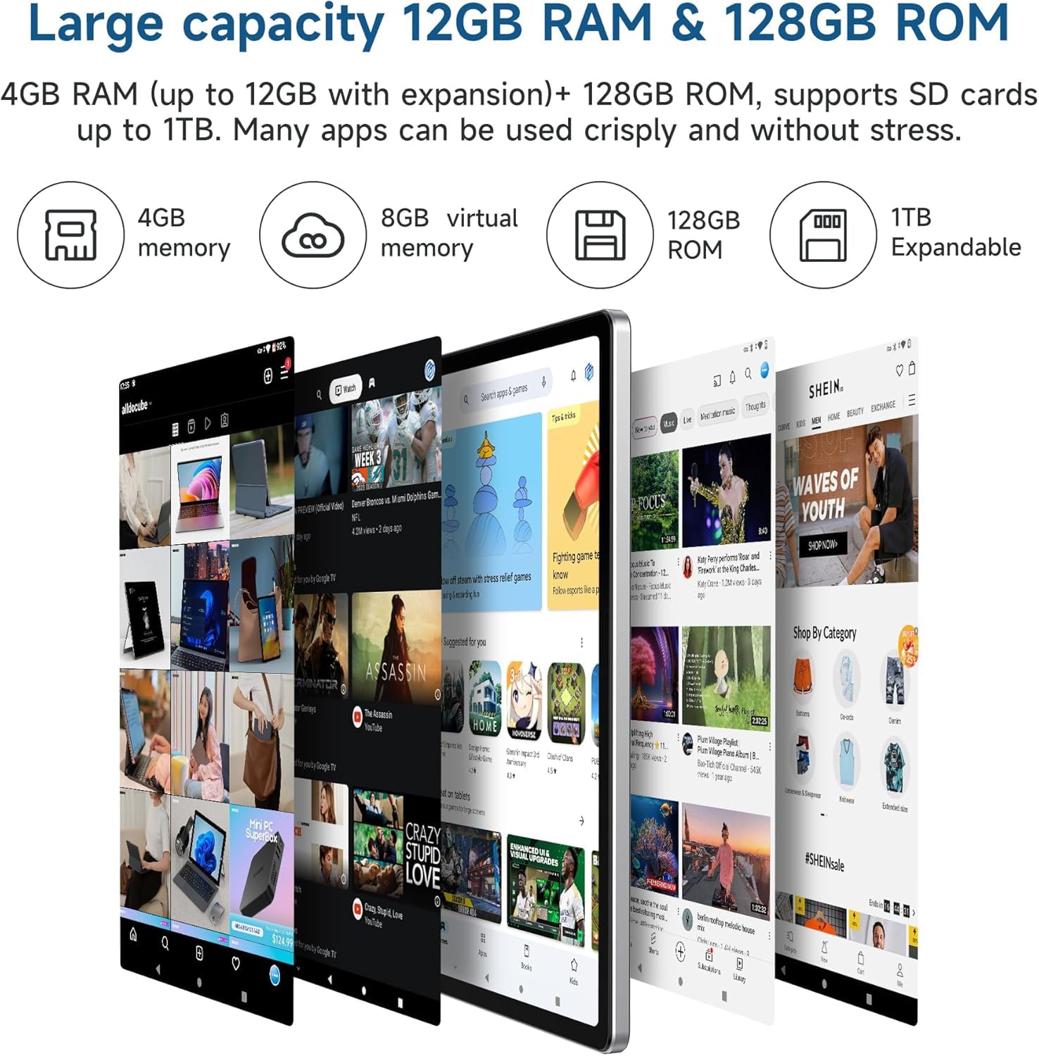 ALLDOCUBE iPlay60 11 Inch Android 13 Tablet - 12GB RAM 128GB ROM (Expandable to 1TB), 2000x1200 FHD Display, 7000mAh Battery, 4G LTE & GPS - Powerful Gaming Tablet for Adults with Widevine L1 NFE & Dual Cameras (5MP+16MP) - Perfect for Work, Entertainment & Travel