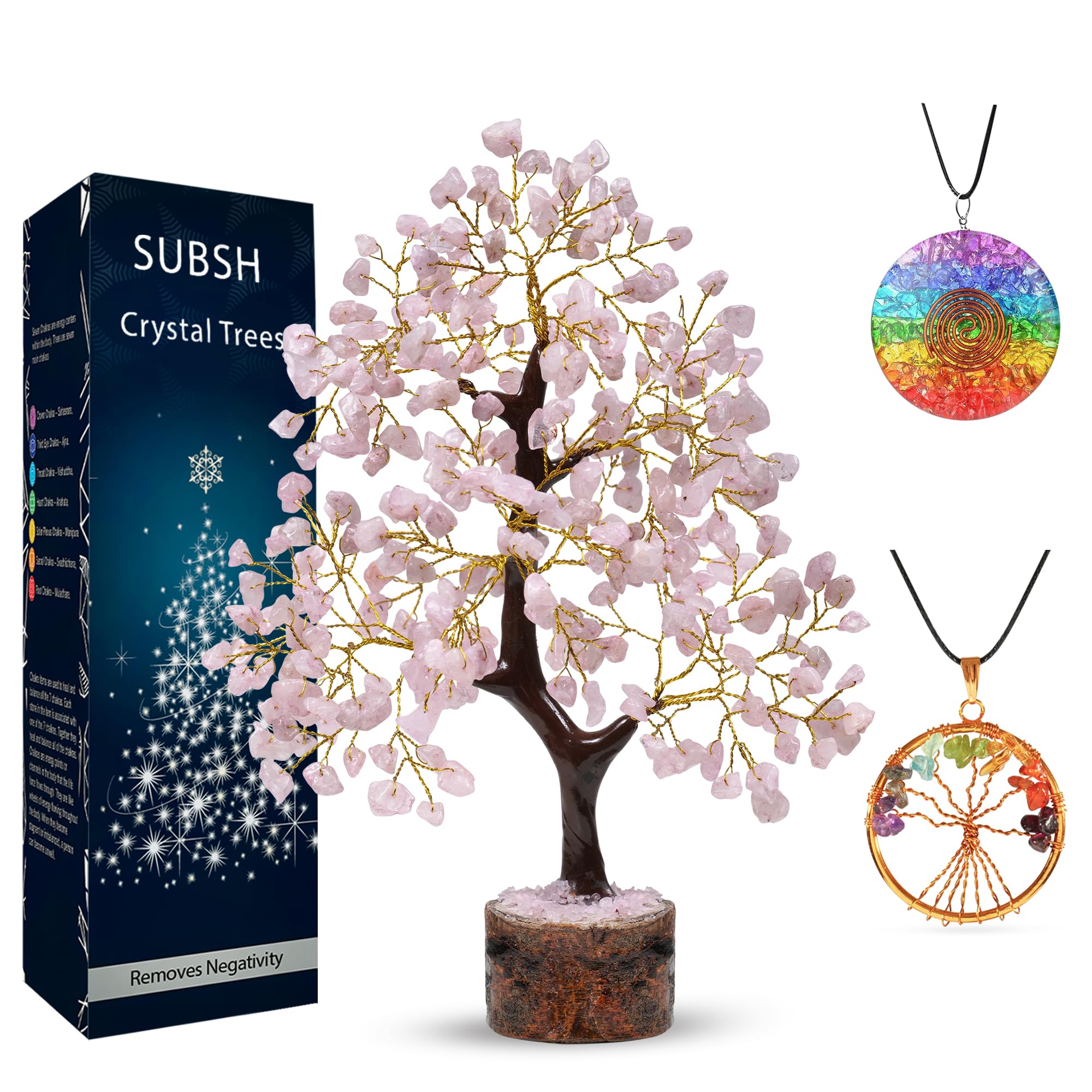 Rose Quartz Crystal Bonsai Tree - Feng Shui Desk Decor for Women, Office & Home - Pink Crystal Shelf Decor, Spiritual Gifts for Healing & Meditation - Perfect for Zen Workspace, Bedroom Aesthetic & Gift Giving