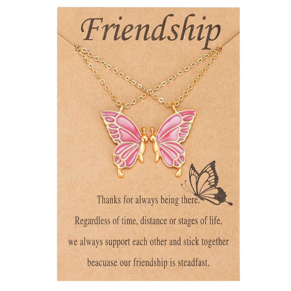 Best Friendship Necklace Set for Women & Girls - Matching BFF Butterfly Pendant Jewelry Gift for Long Distance Friends, Sisters, Couples - Perfect for Birthdays, Anniversaries & Special Occasions